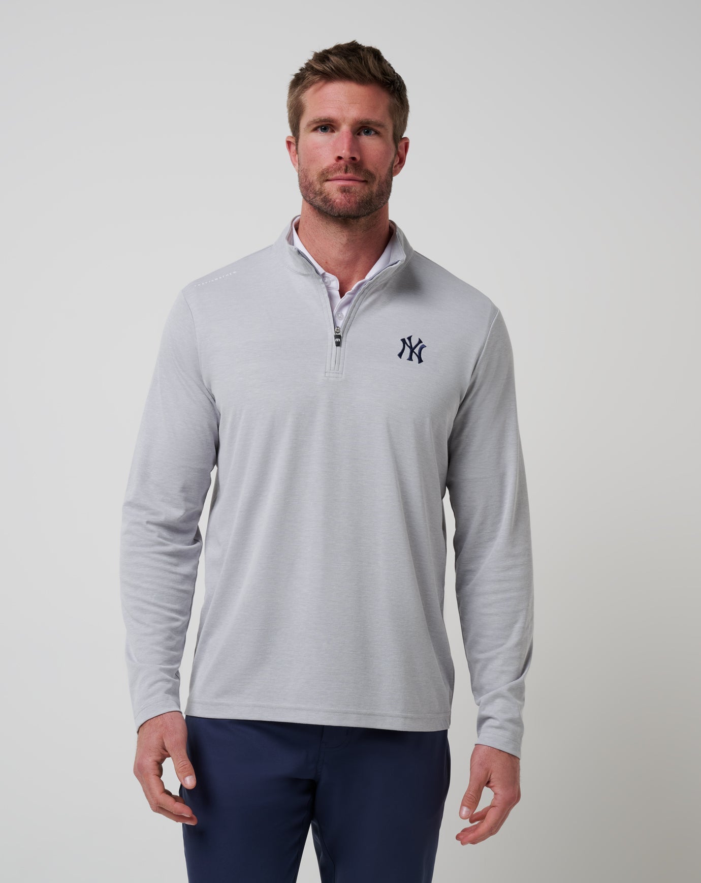 Heather Grey Travis Mathew New York Yankees Time To Tailgate Quarter Zip
