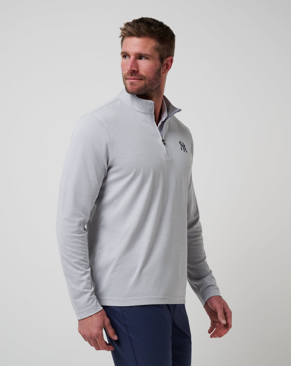 Heather Grey Travis Mathew New York Yankees Time To Tailgate Quarter Zip