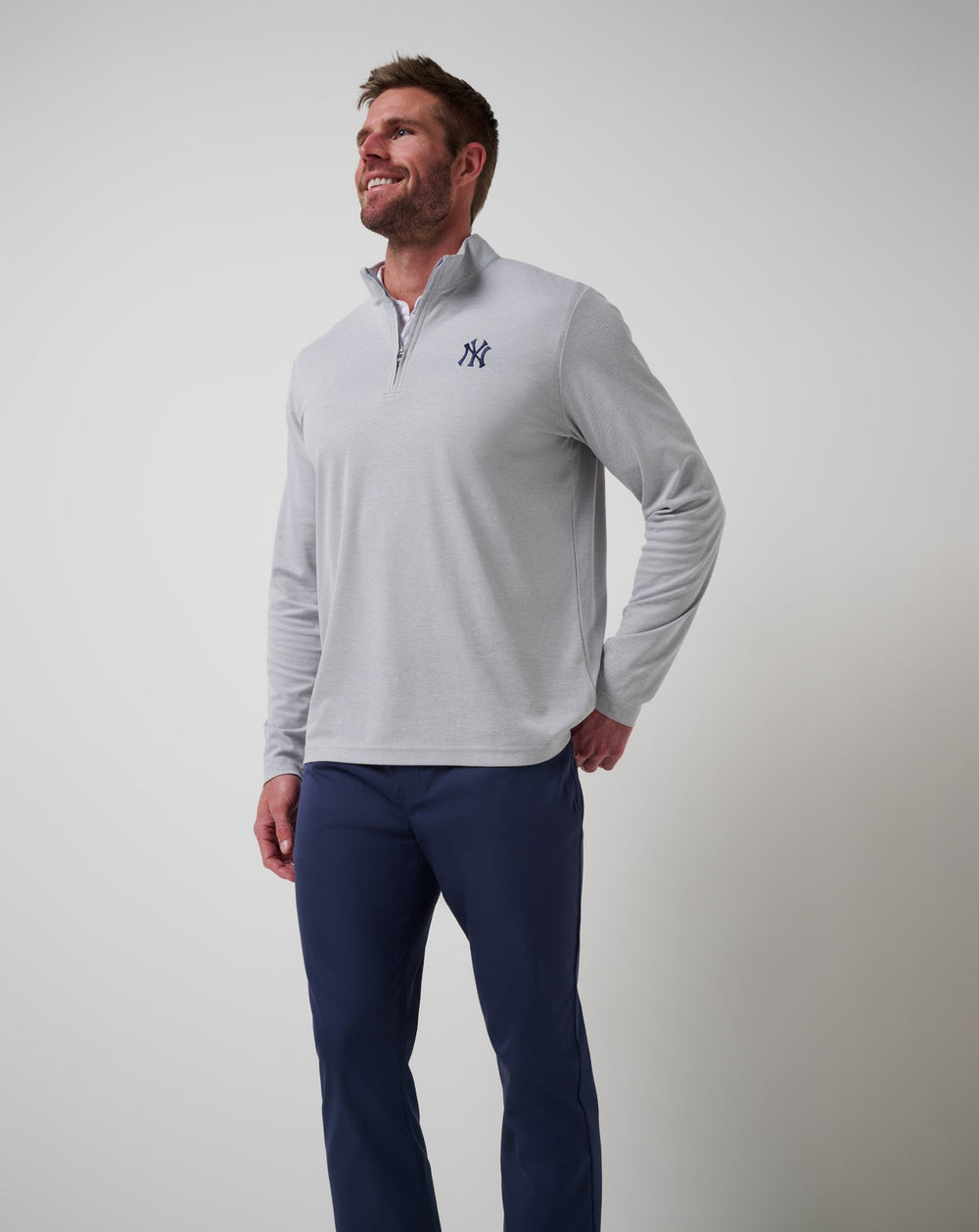 Heather Grey Travis Mathew New York Yankees Time To Tailgate Quarter Zip