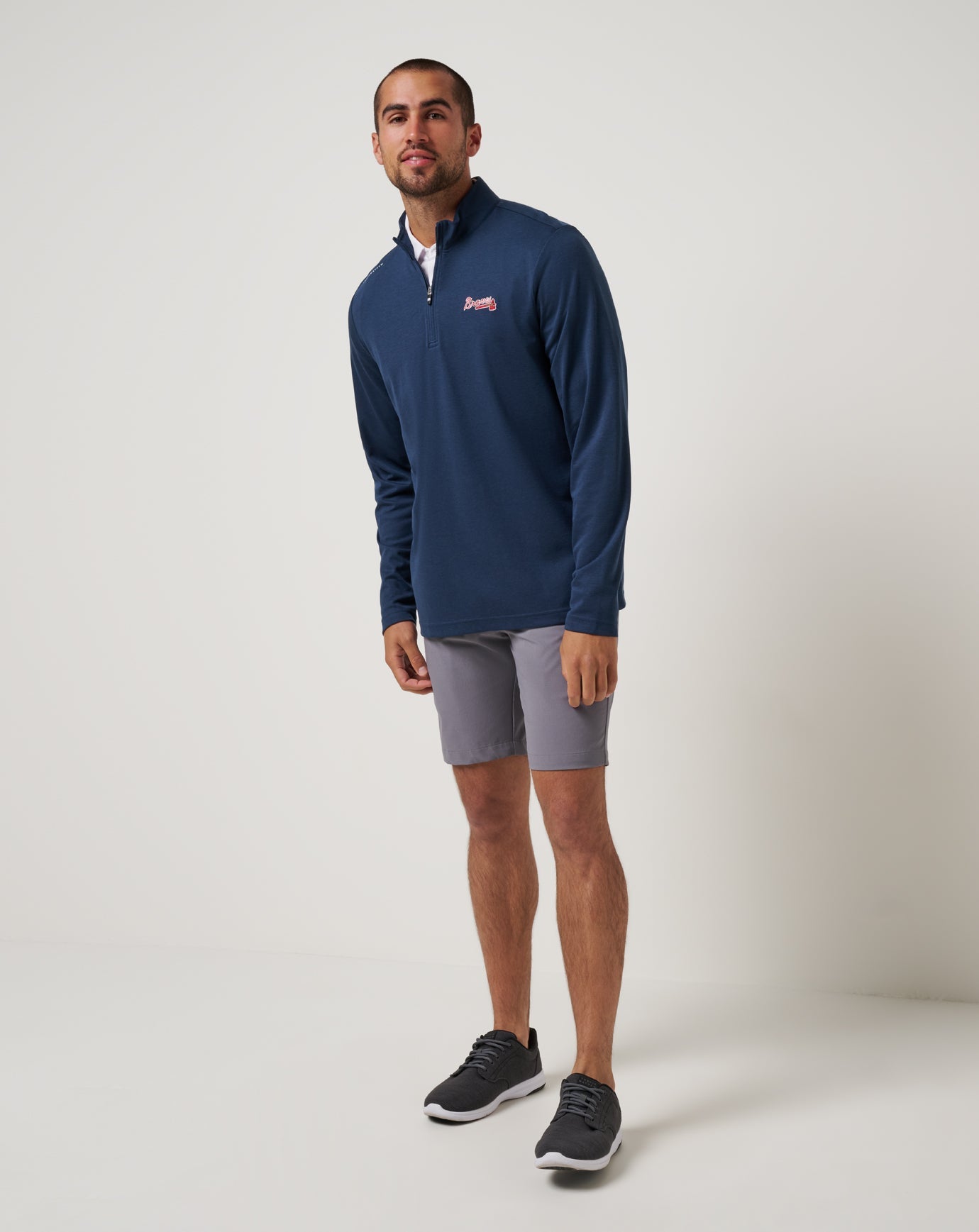 Navy Travis Mathew Atlanta Braves Time To Tailgate Quarter Zip