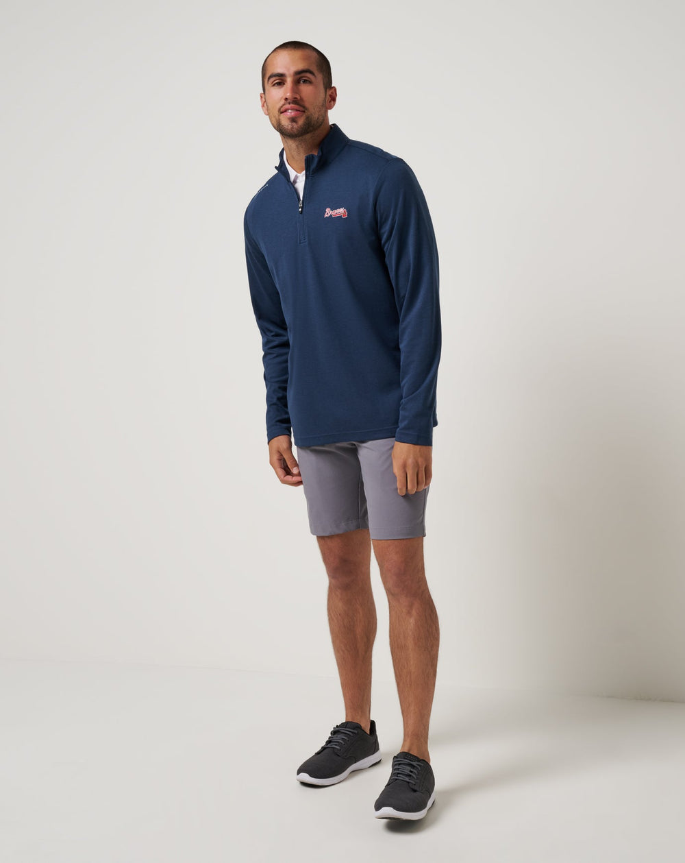 Navy Travis Mathew Atlanta Braves Time To Tailgate Quarter Zip