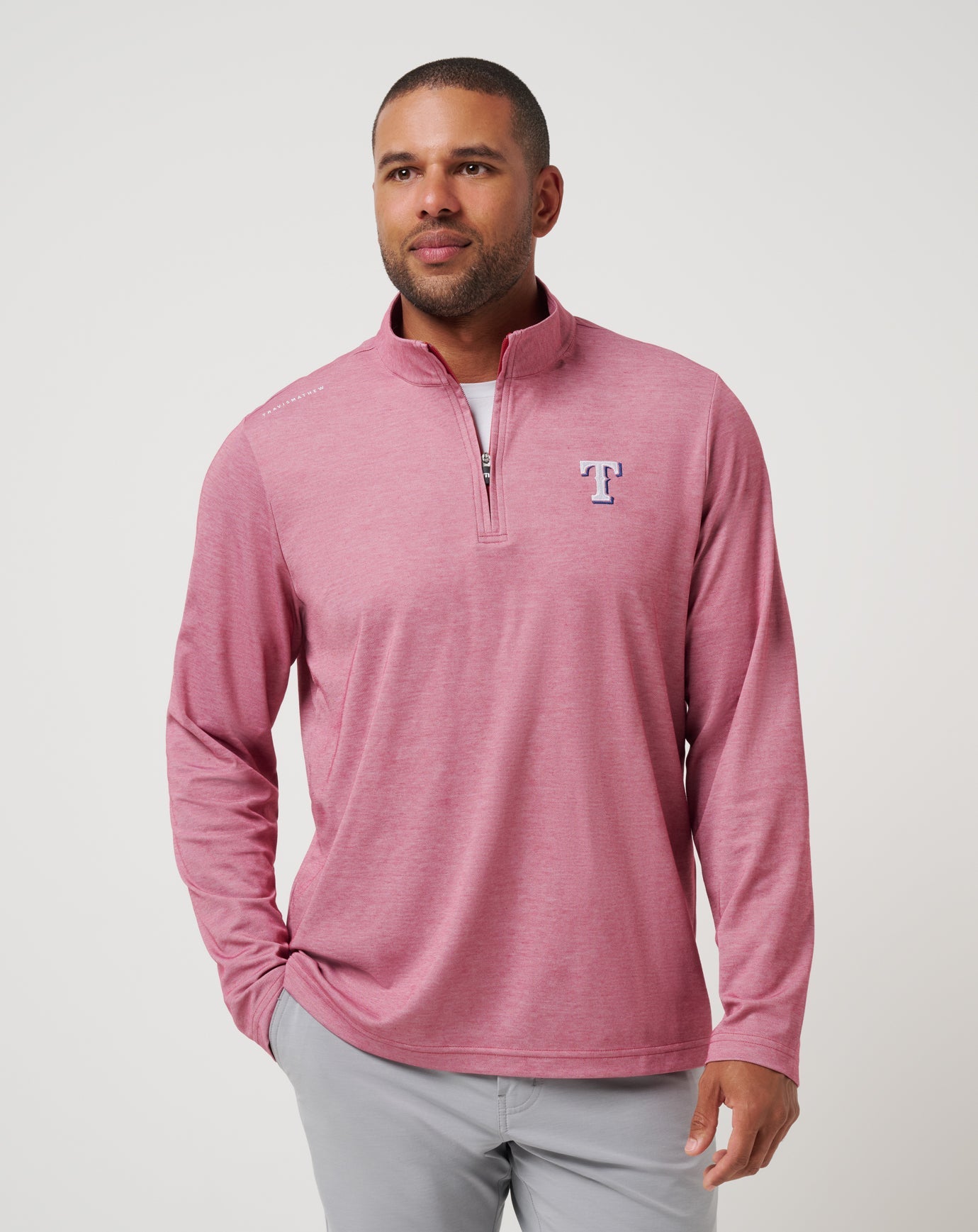 Heather Red Travis Mathew Texas Rangers Time To Tailgate Quarter Zip