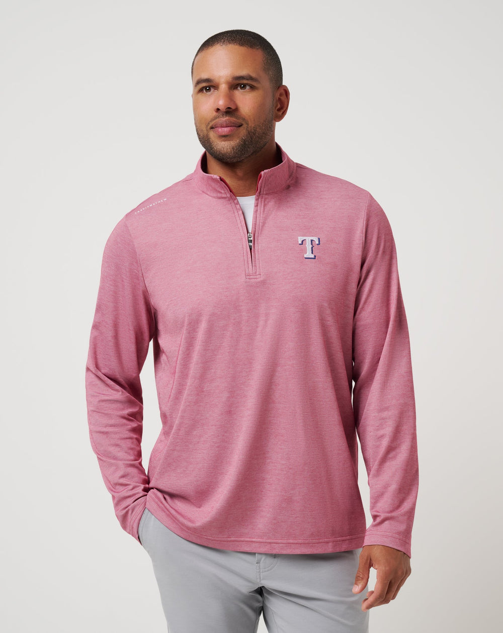 Heather Red Travis Mathew Texas Rangers Time To Tailgate Quarter Zip