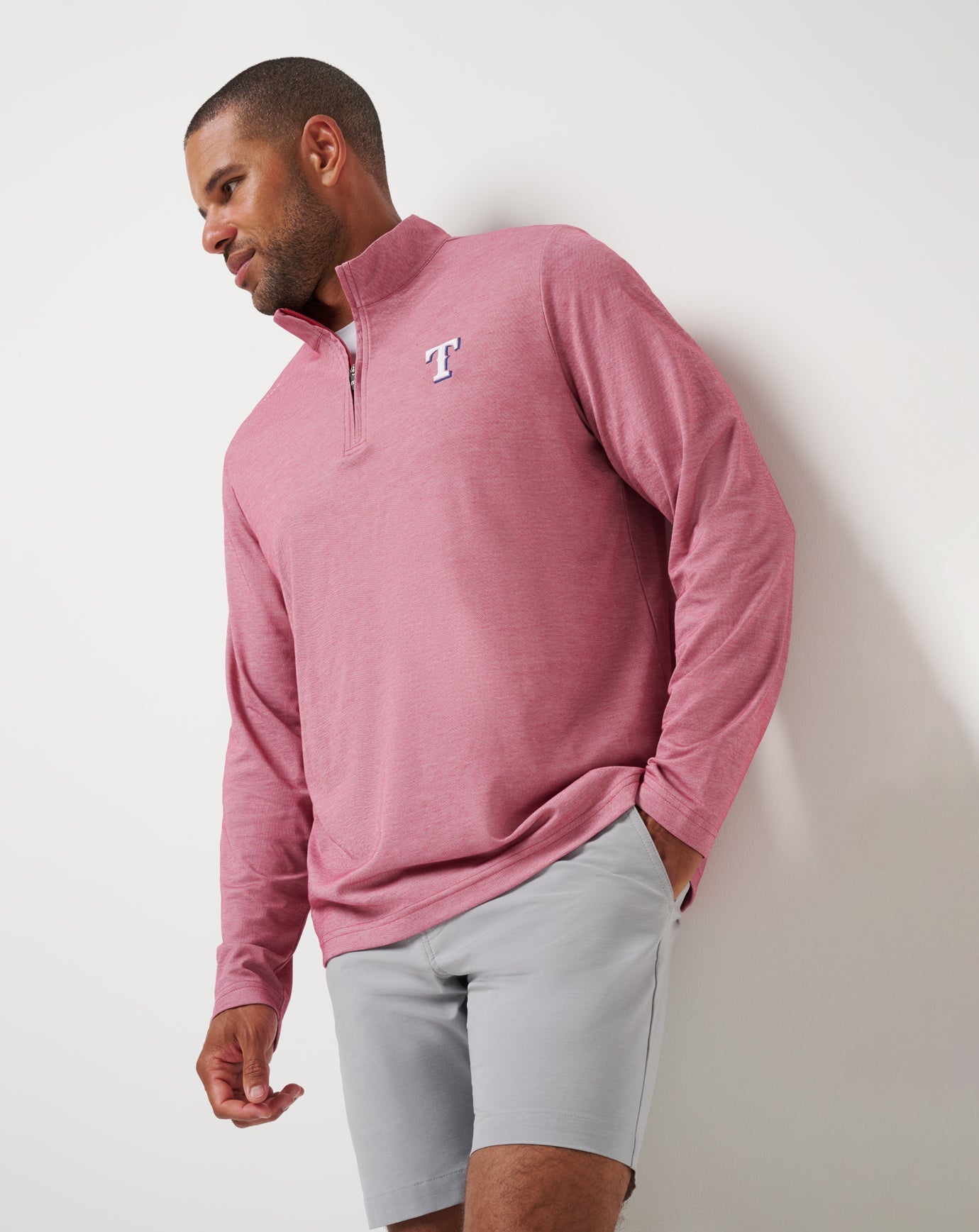 Heather Red Travis Mathew Texas Rangers Time To Tailgate Quarter Zip