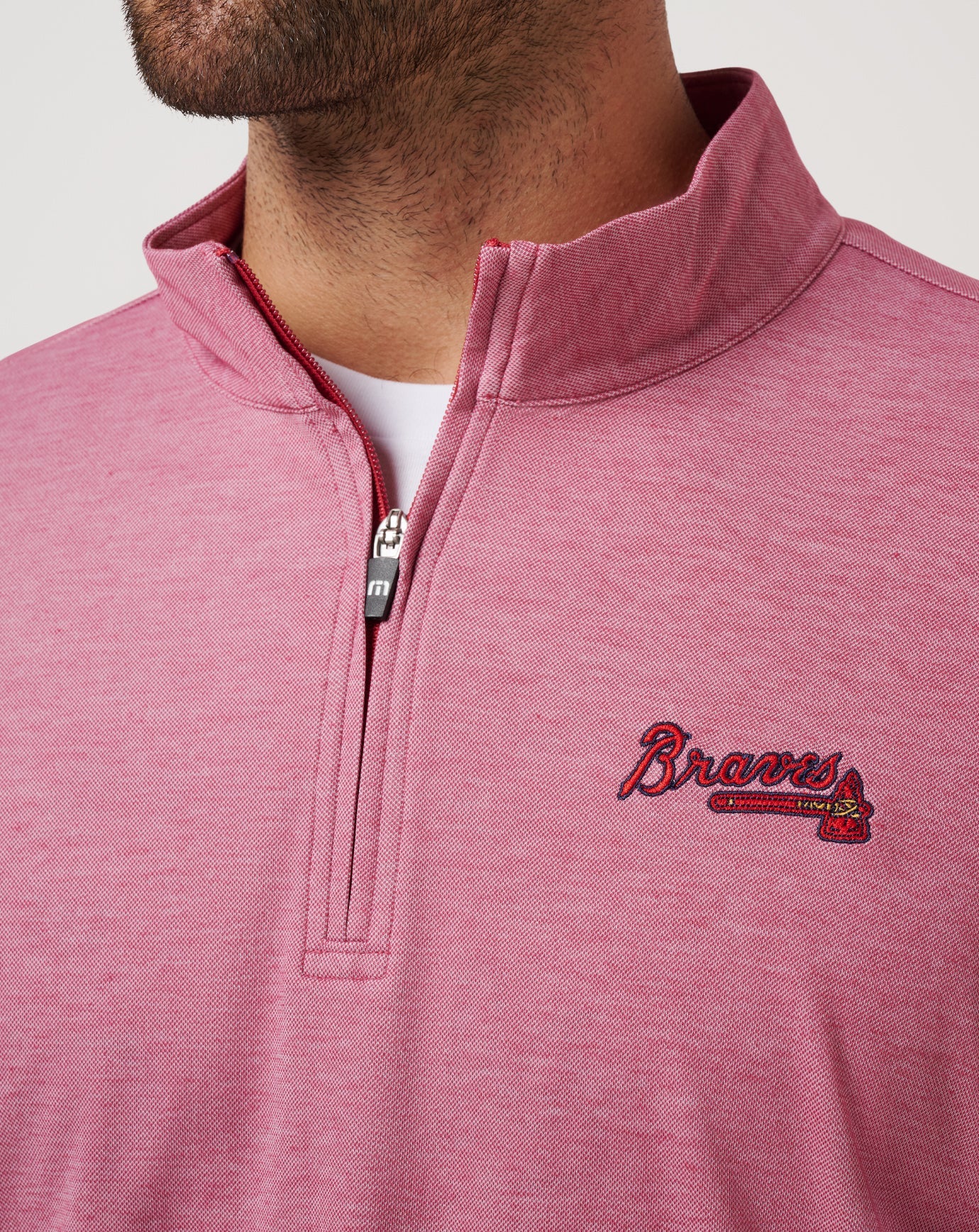 Heather Red Travis Mathew Atlanta Braves Time To Tailgate Quarter Zip