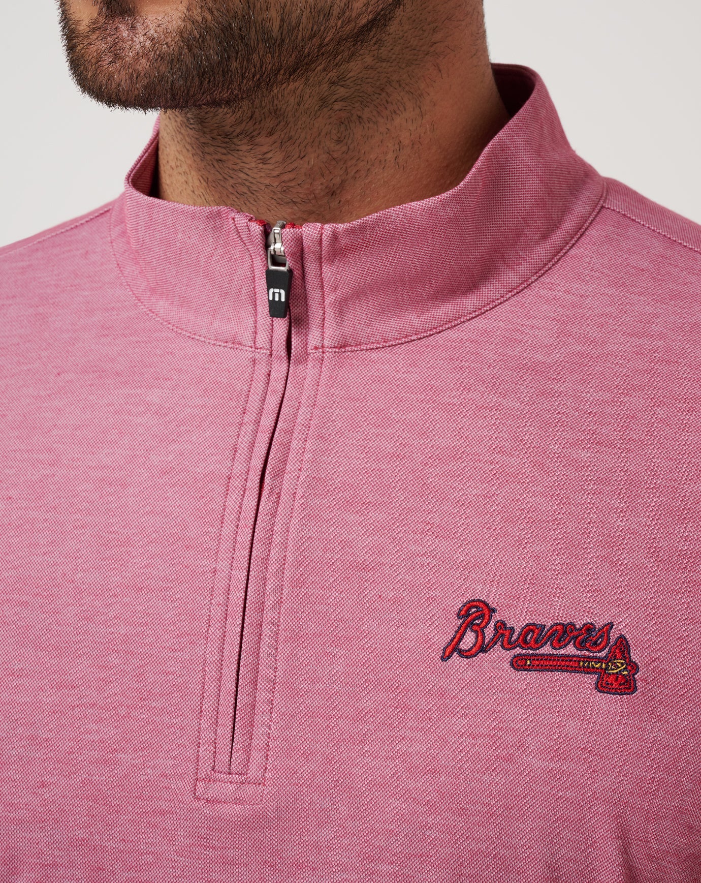 Heather Red Travis Mathew Atlanta Braves Time To Tailgate Quarter Zip
