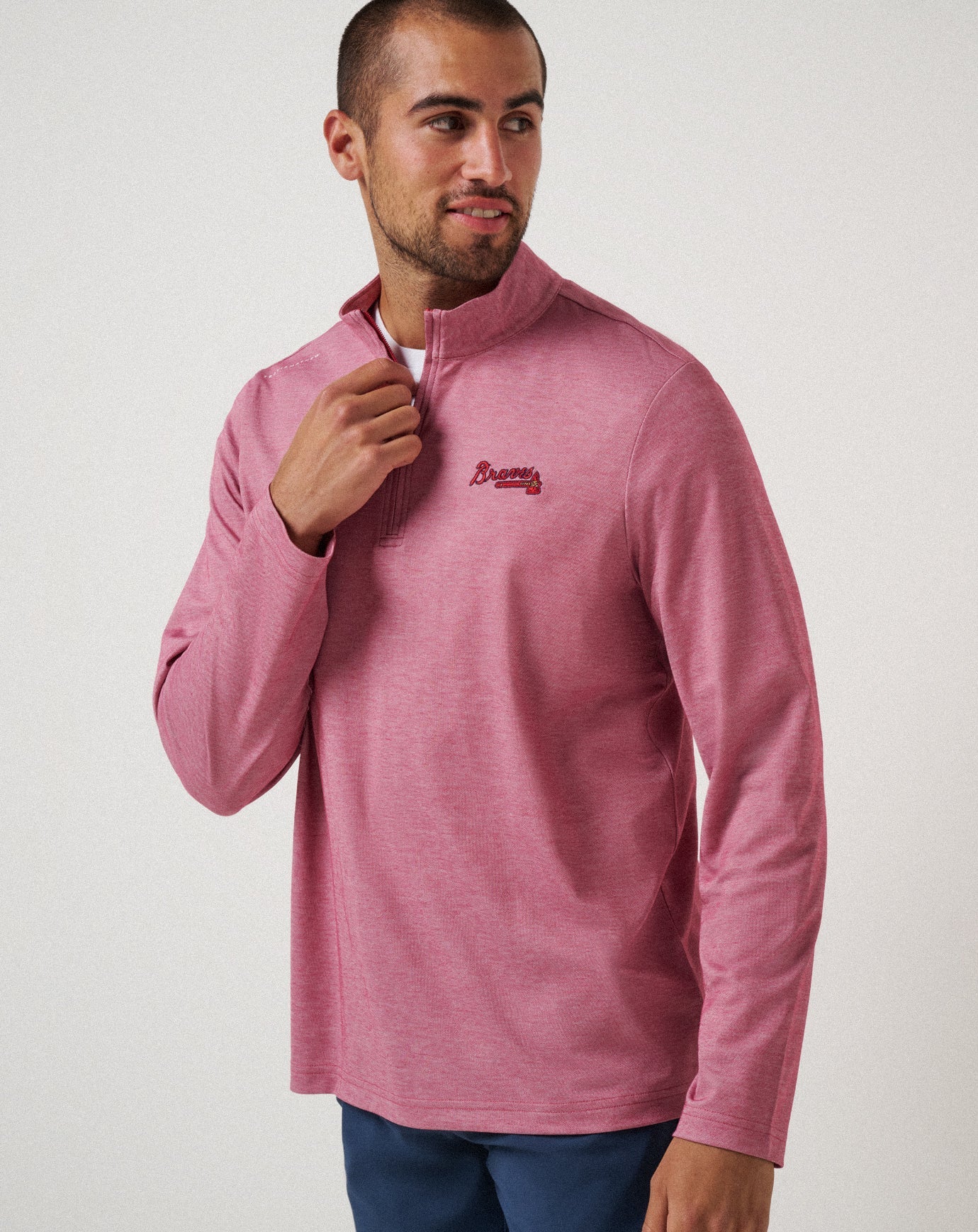 Heather Red Travis Mathew Atlanta Braves Time To Tailgate Quarter Zip
