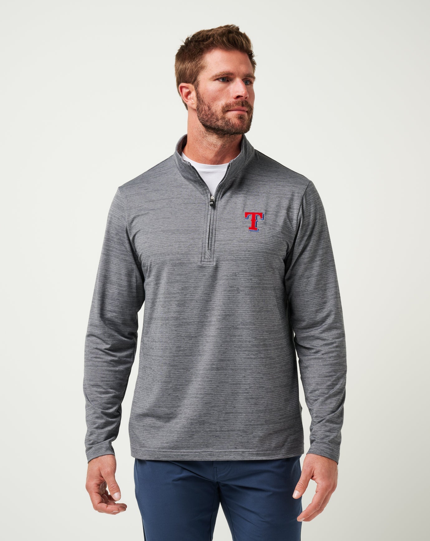 Sleet/Quiet Shade Travis Mathew Texas Rangers The Heater Quarter Zip