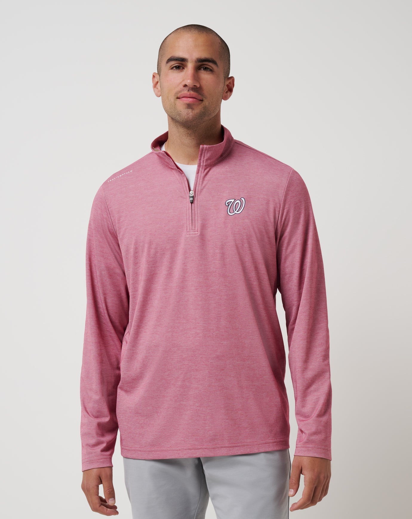Heather Red Travis Mathew Washington Nationals Time To Tailgate Quarter Zip