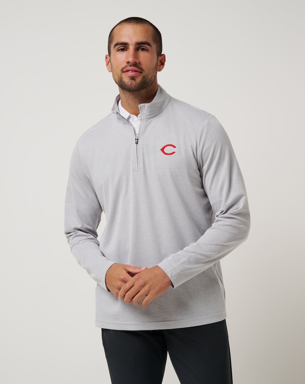 Heather Grey Travis Mathew Cincinatti Reds Time To Tailgate Quarter Zip