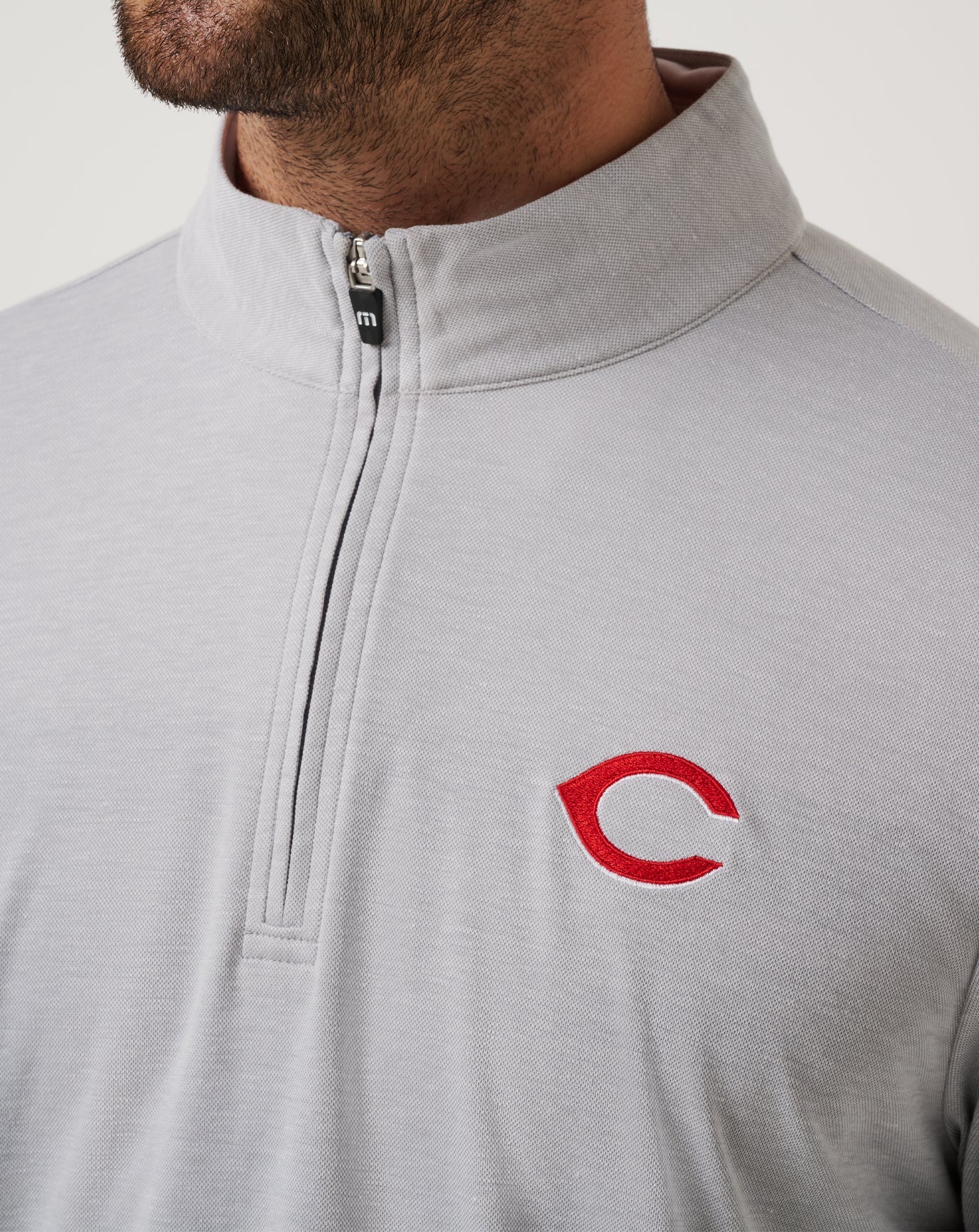 Heather Grey Travis Mathew Cincinatti Reds Time To Tailgate Quarter Zip