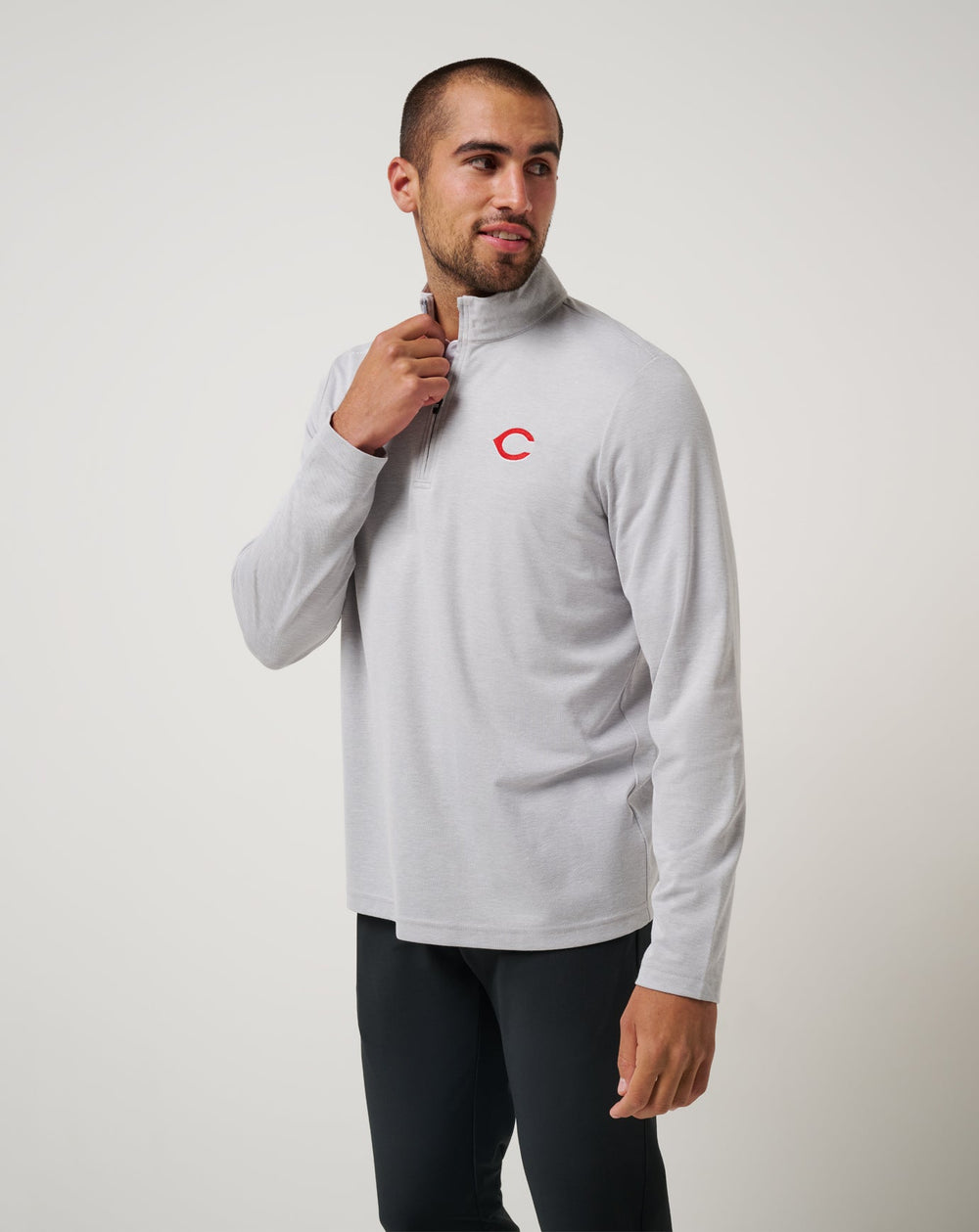 Heather Grey Travis Mathew Cincinatti Reds Time To Tailgate Quarter Zip