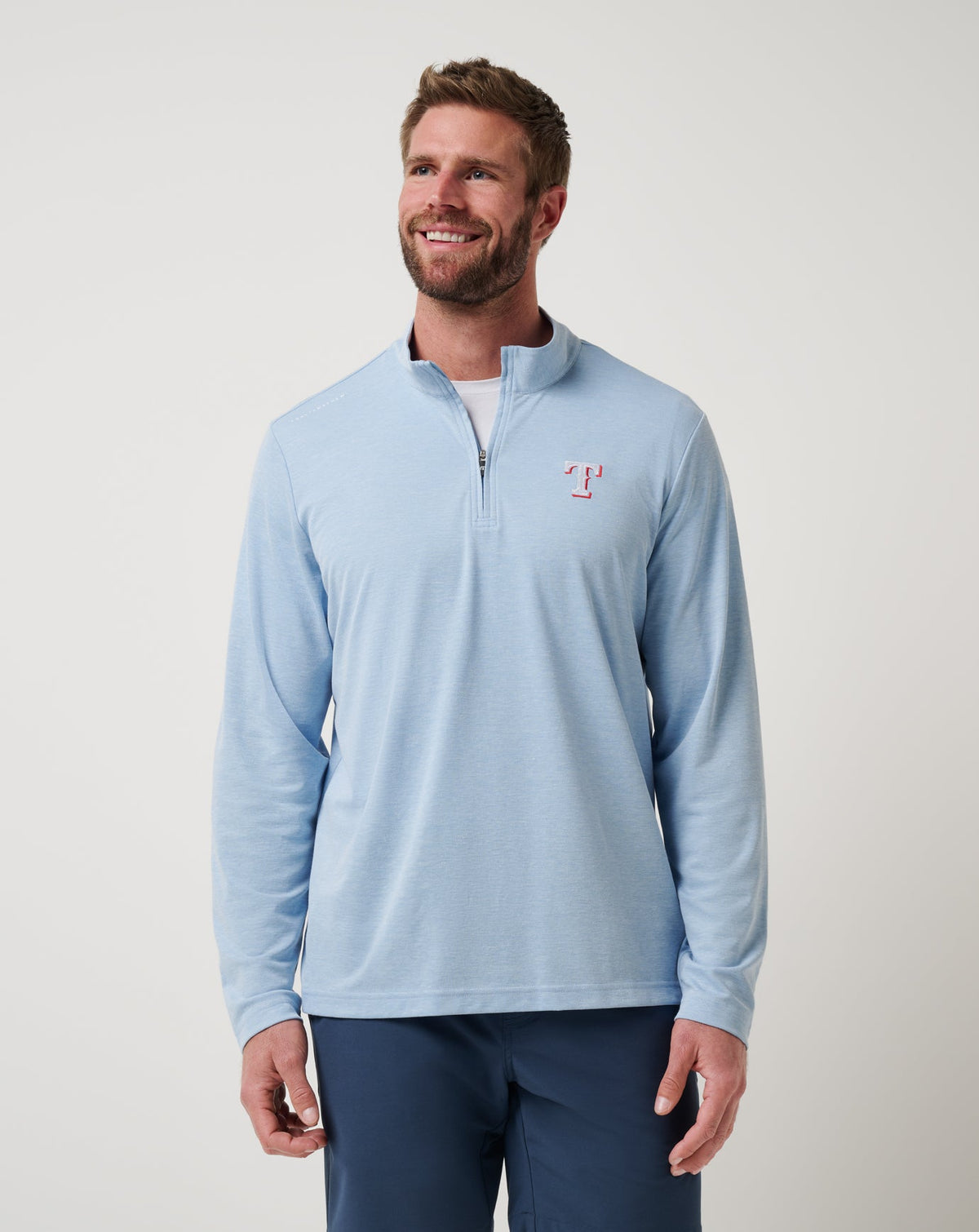 Heather Blue Travis Mathew Texas Rangers Time To Tailgate Quarter Zip