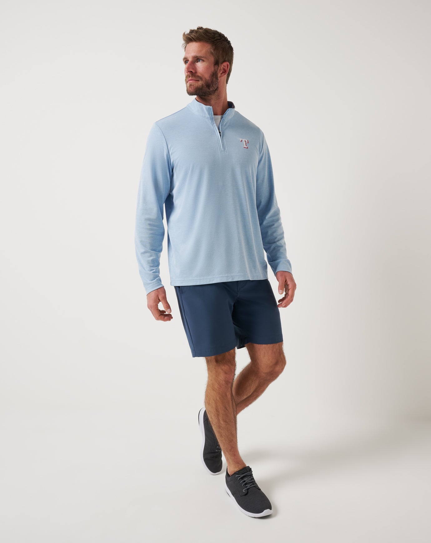 Heather Blue Travis Mathew Texas Rangers Time To Tailgate Quarter Zip