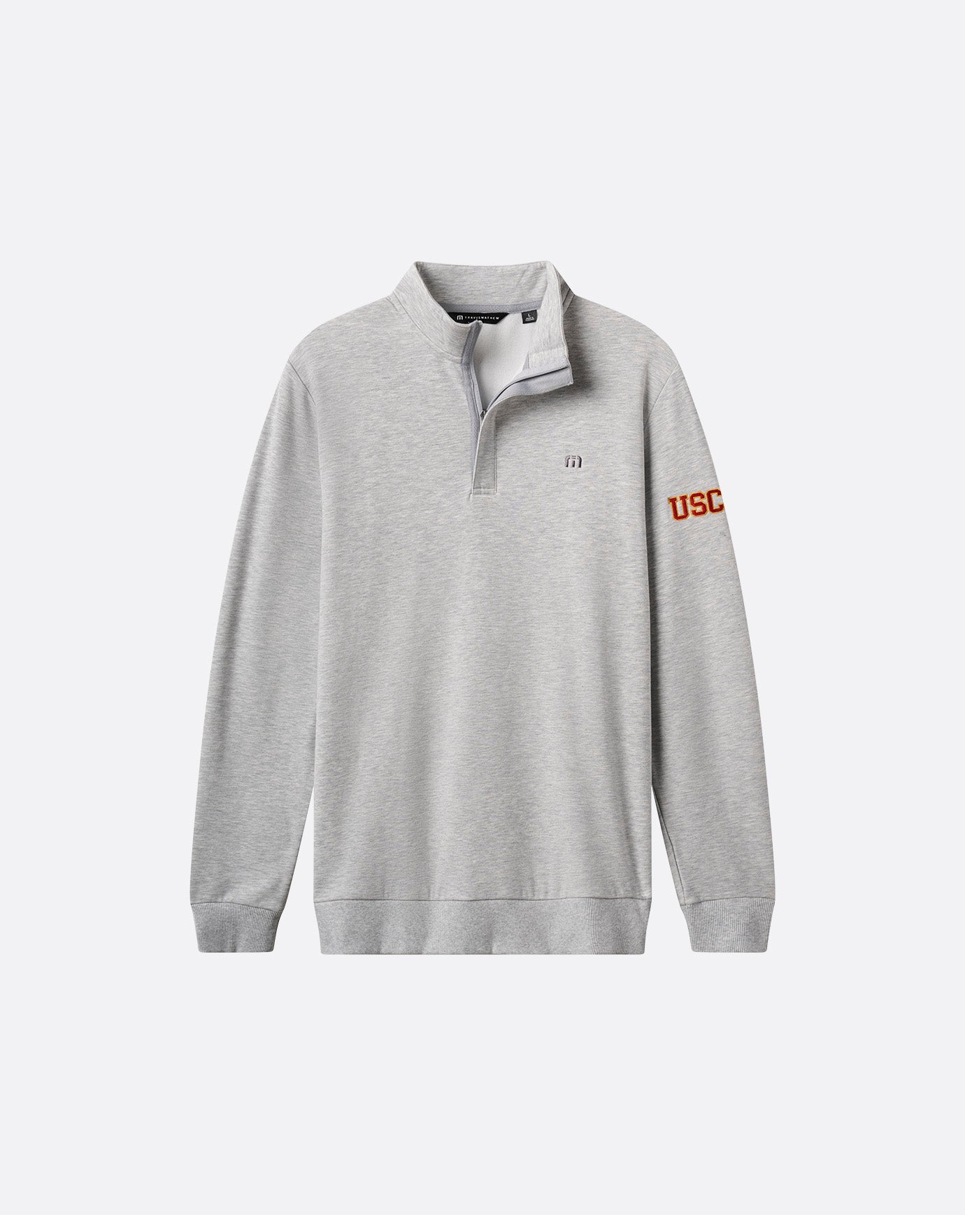 Heather Light Grey Travis Mathew USC Cloud Quarter Zip 2.0