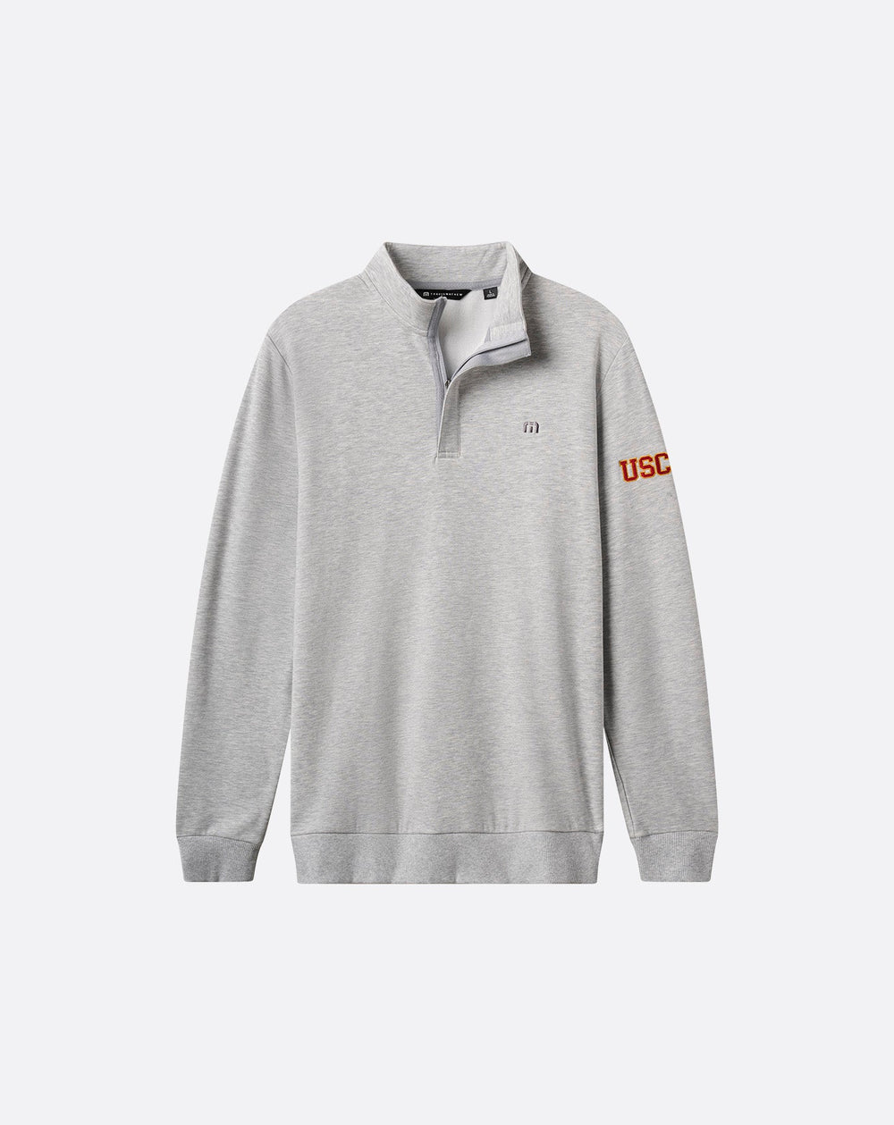 Heather Light Grey Travis Mathew USC Cloud Quarter Zip 2.0