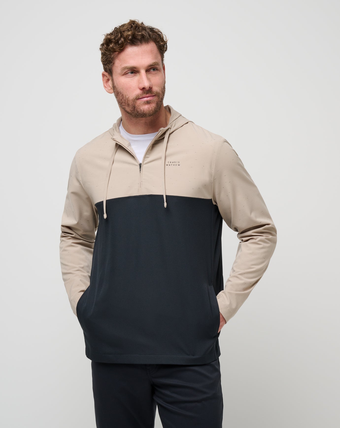 Oxford Tan Travis Mathew Rocky Shore Quarter Zip Hoodie