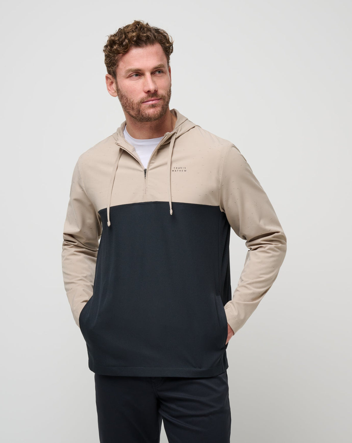 Oxford Tan Travis Mathew Rocky Shore Quarter Zip Hoodie