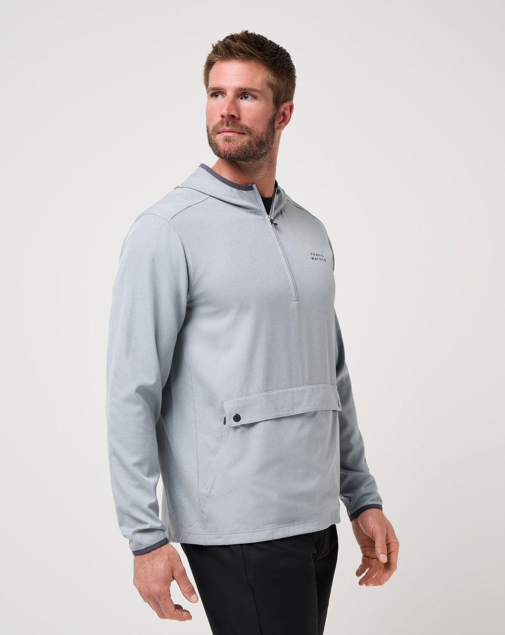 Heather Light Grey Travis Mathew Out Of Pocket Hooded Quarter Zip