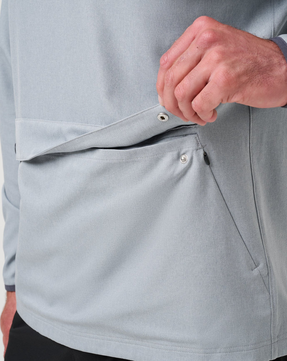 Heather Light Grey Travis Mathew Out Of Pocket Hooded Quarter Zip