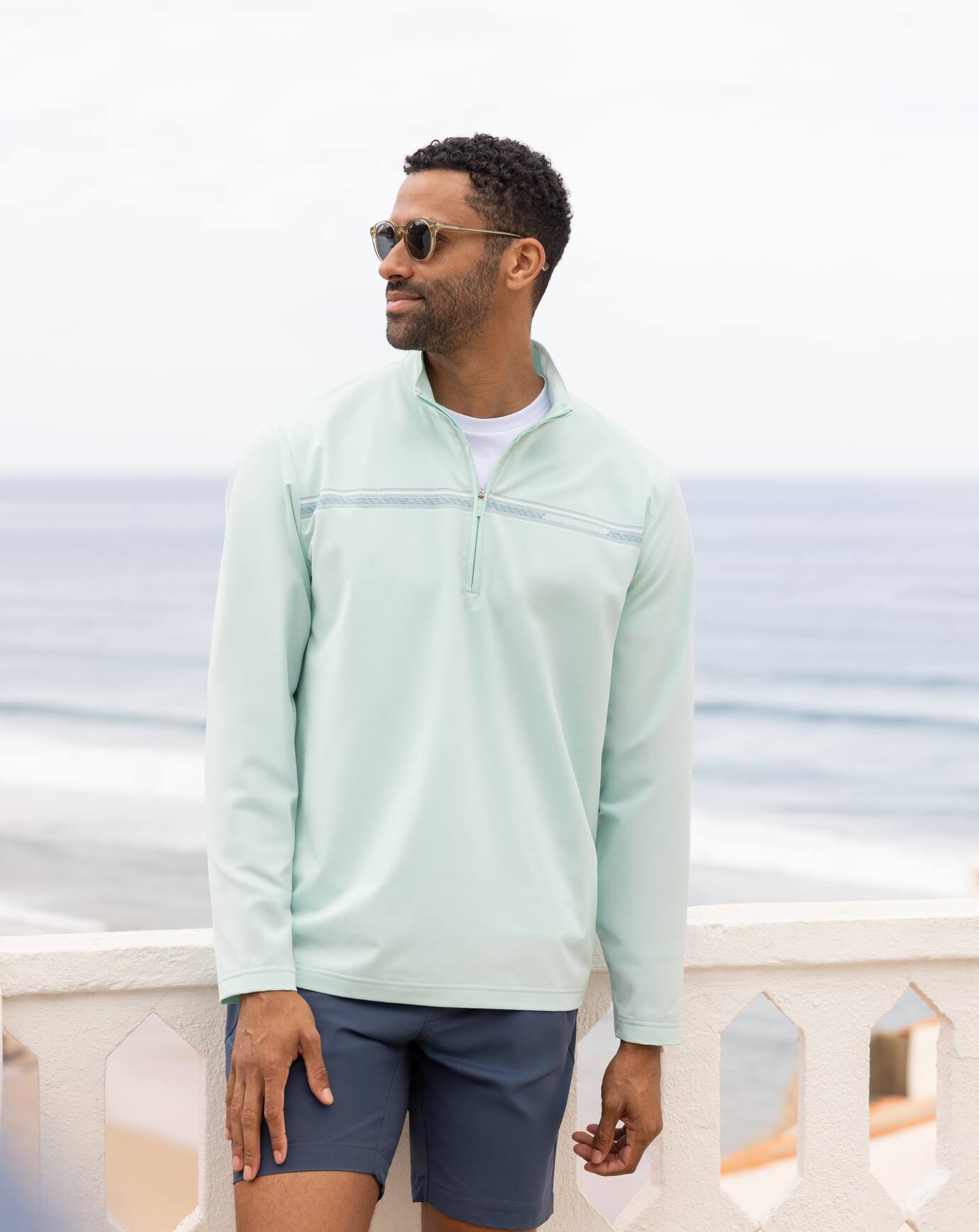 Eggshell Blue Travis Mathew On The Map Quarter Zip