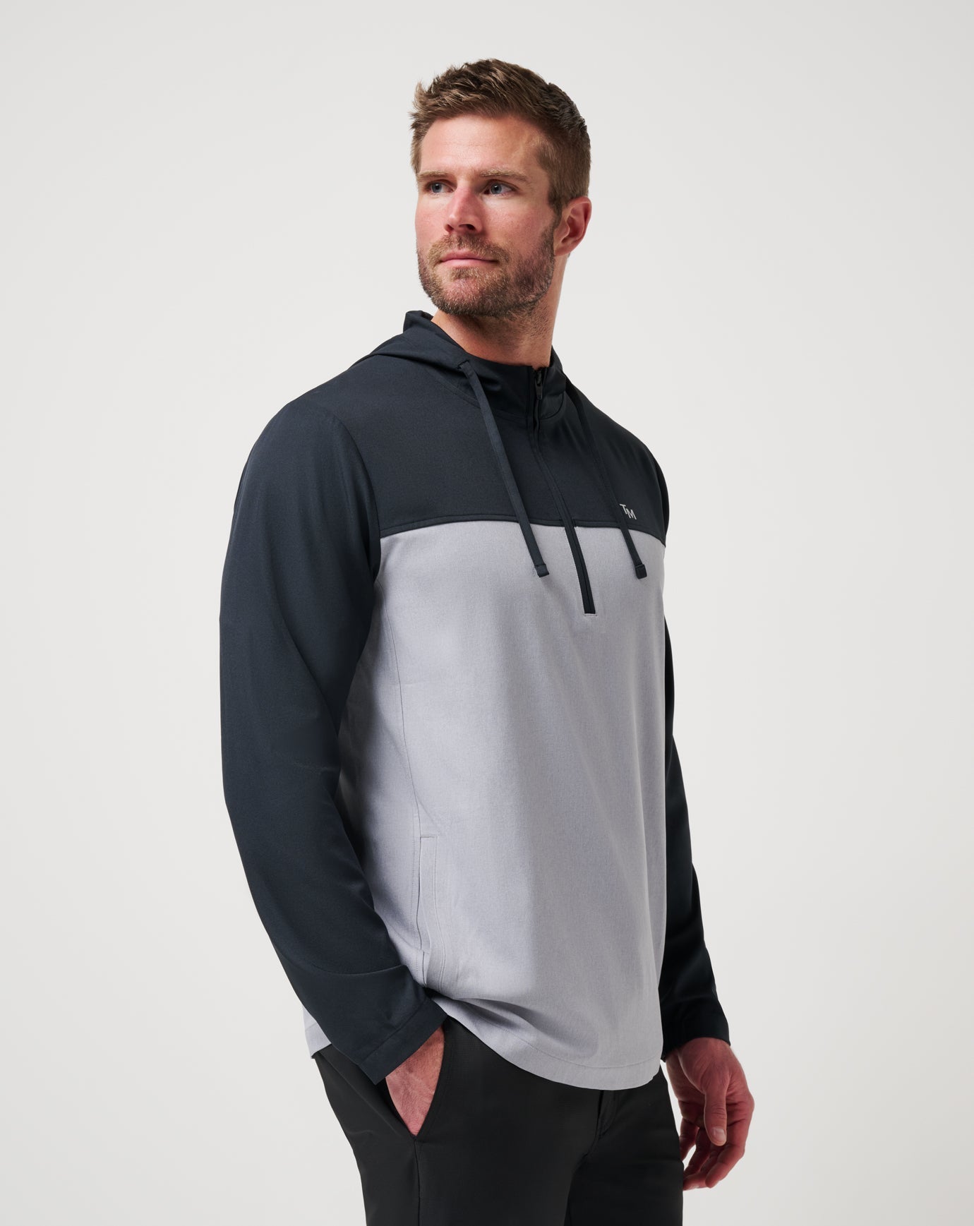 Heather Light Grey Travis Mathew Coin Toss Quarter Zip Hoodie