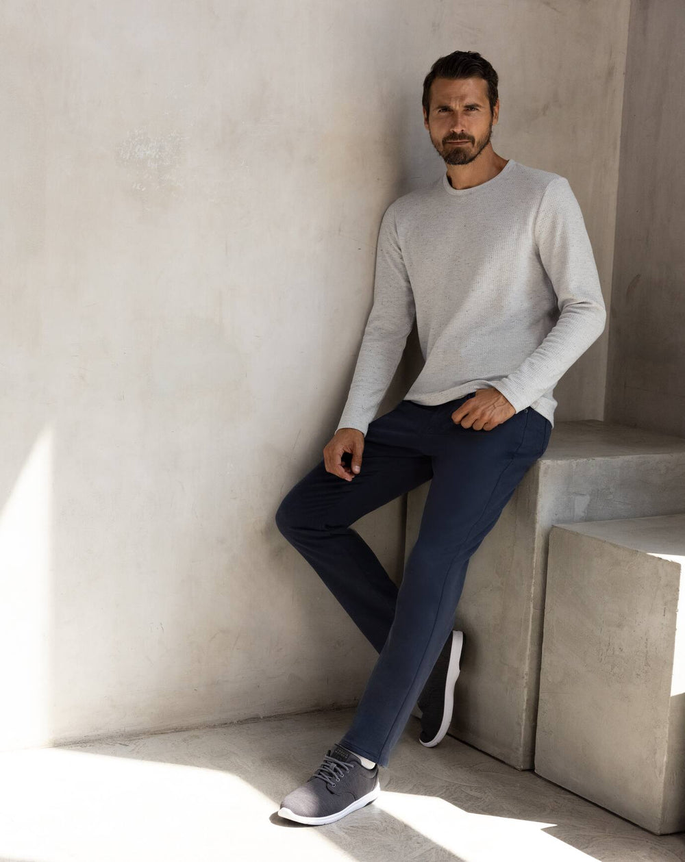 Heather Light Grey Travis Mathew Cloud Waffle Crew