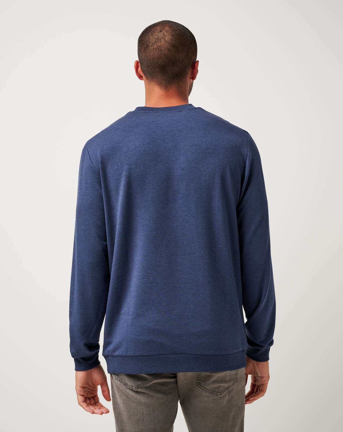 Heather Blue Nights Travis Mathew Amenities V-Neck Crew