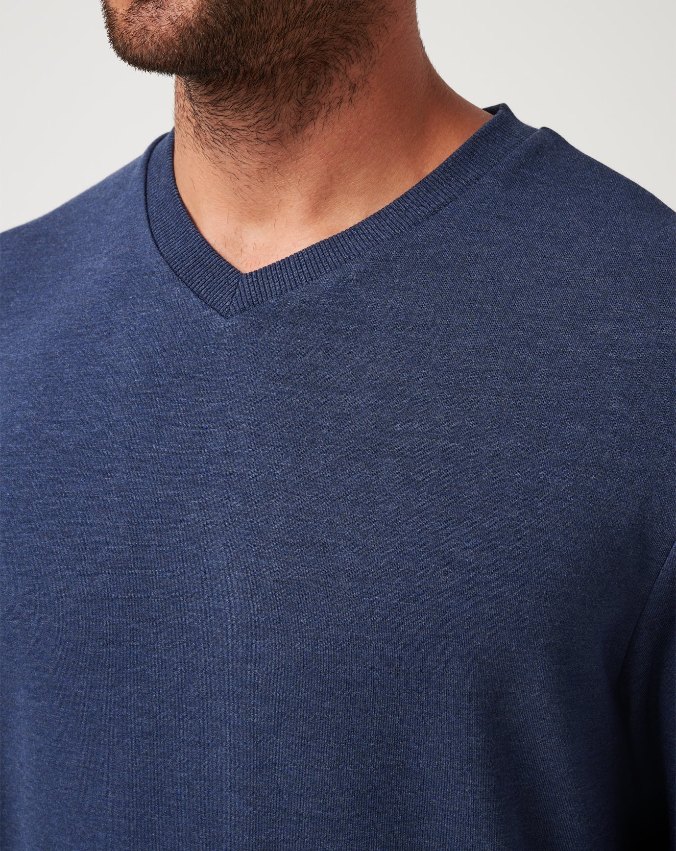 Heather Blue Nights Travis Mathew Amenities V-Neck Crew