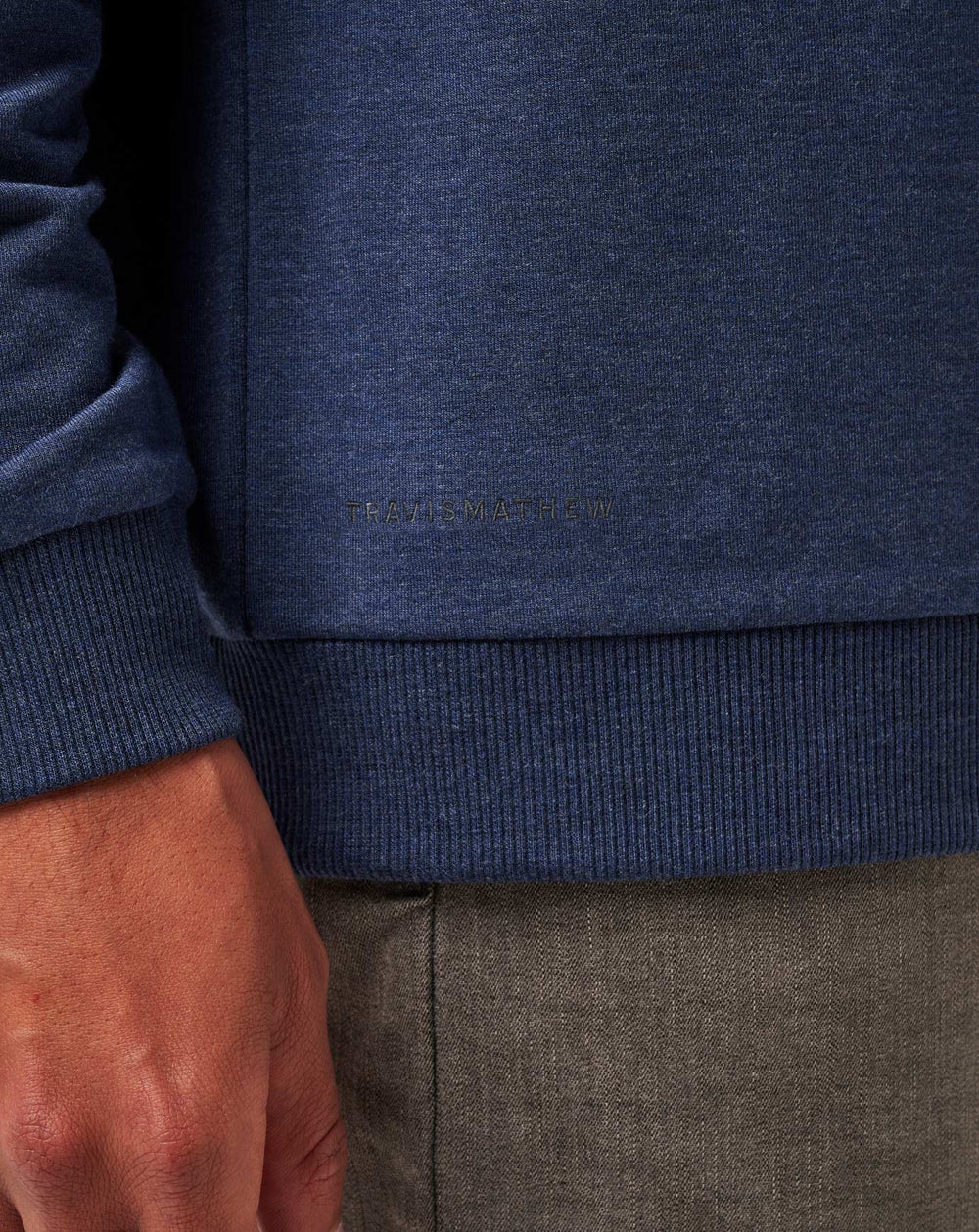Heather Blue Nights Travis Mathew Amenities V-Neck Crew