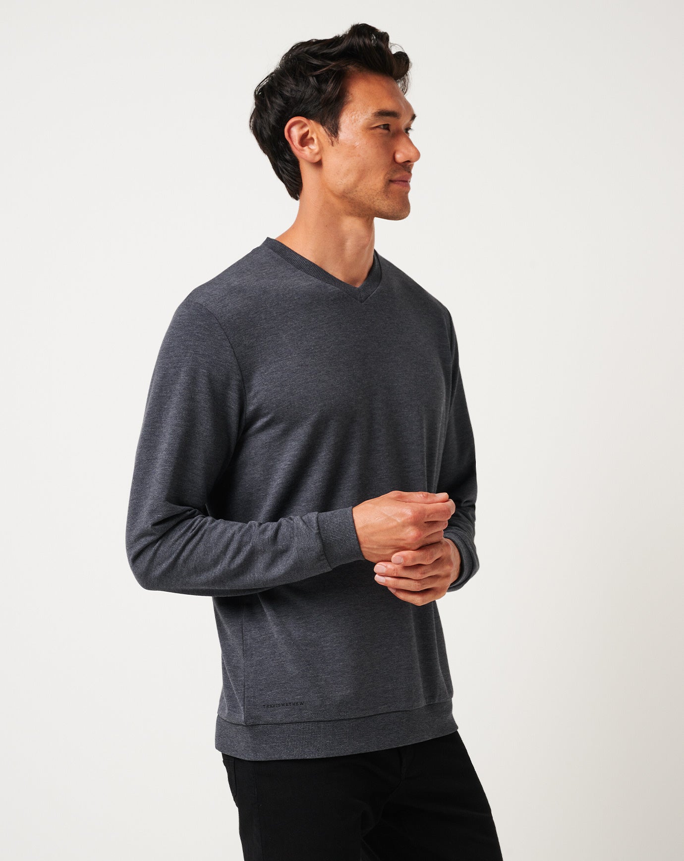 Heather Dark Grey Travis Mathew Amenities V-Neck Crew