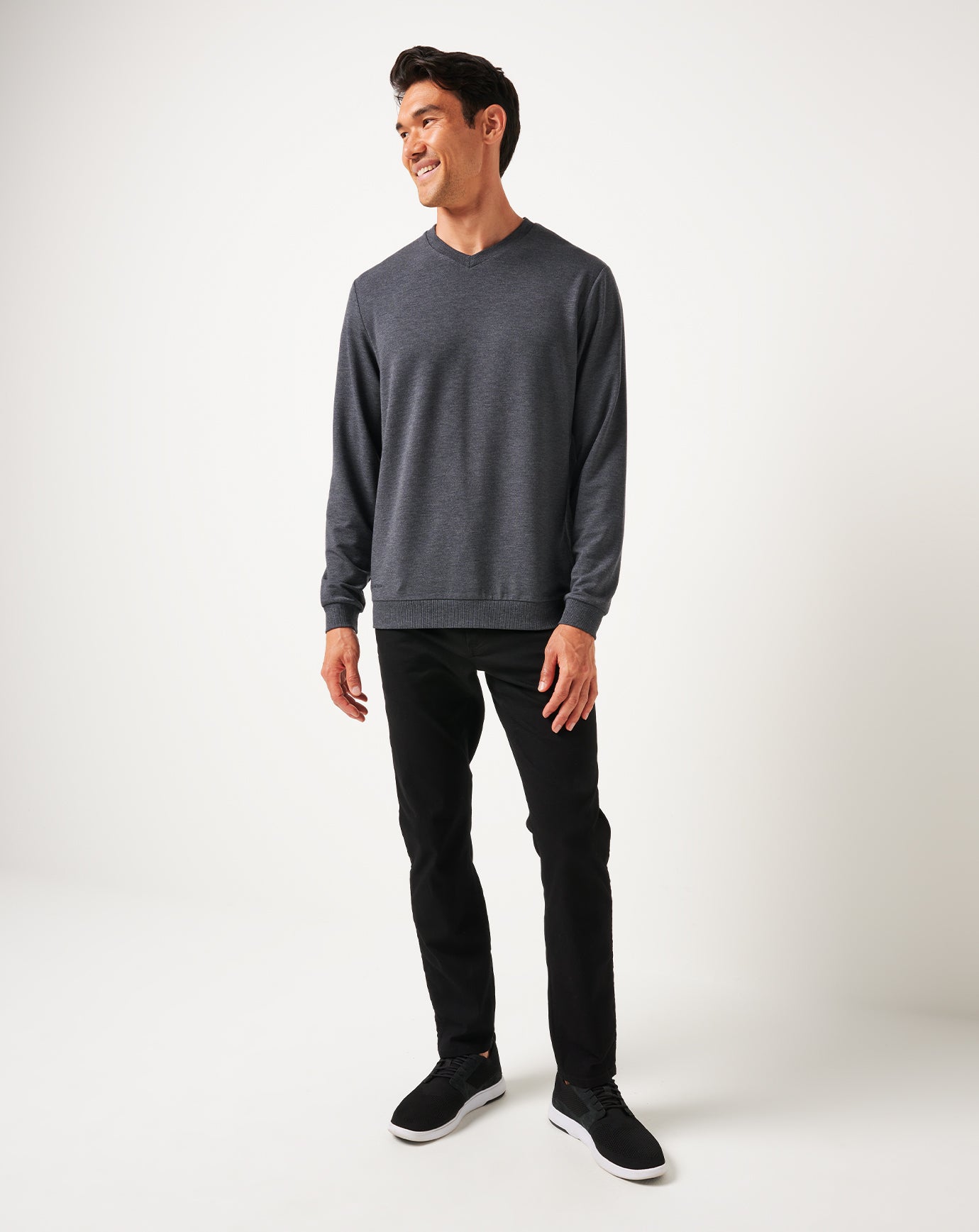 Heather Dark Grey Travis Mathew Amenities V-Neck Crew