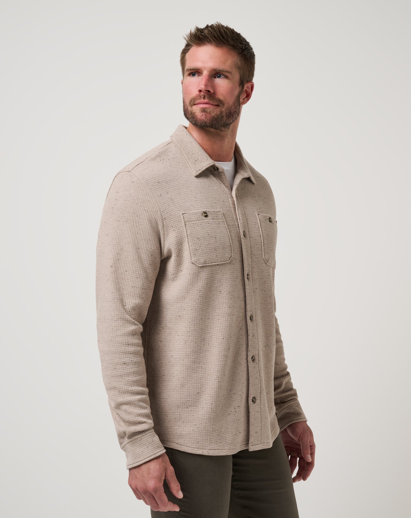Oxford Tan Travis Mathew Cloud Waffle Shirt Jacket