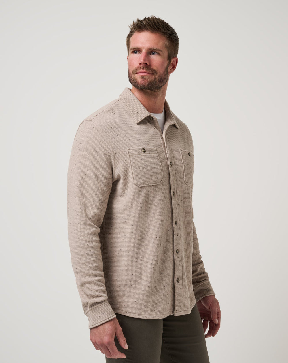 Oxford Tan Travis Mathew Cloud Waffle Shirt Jacket