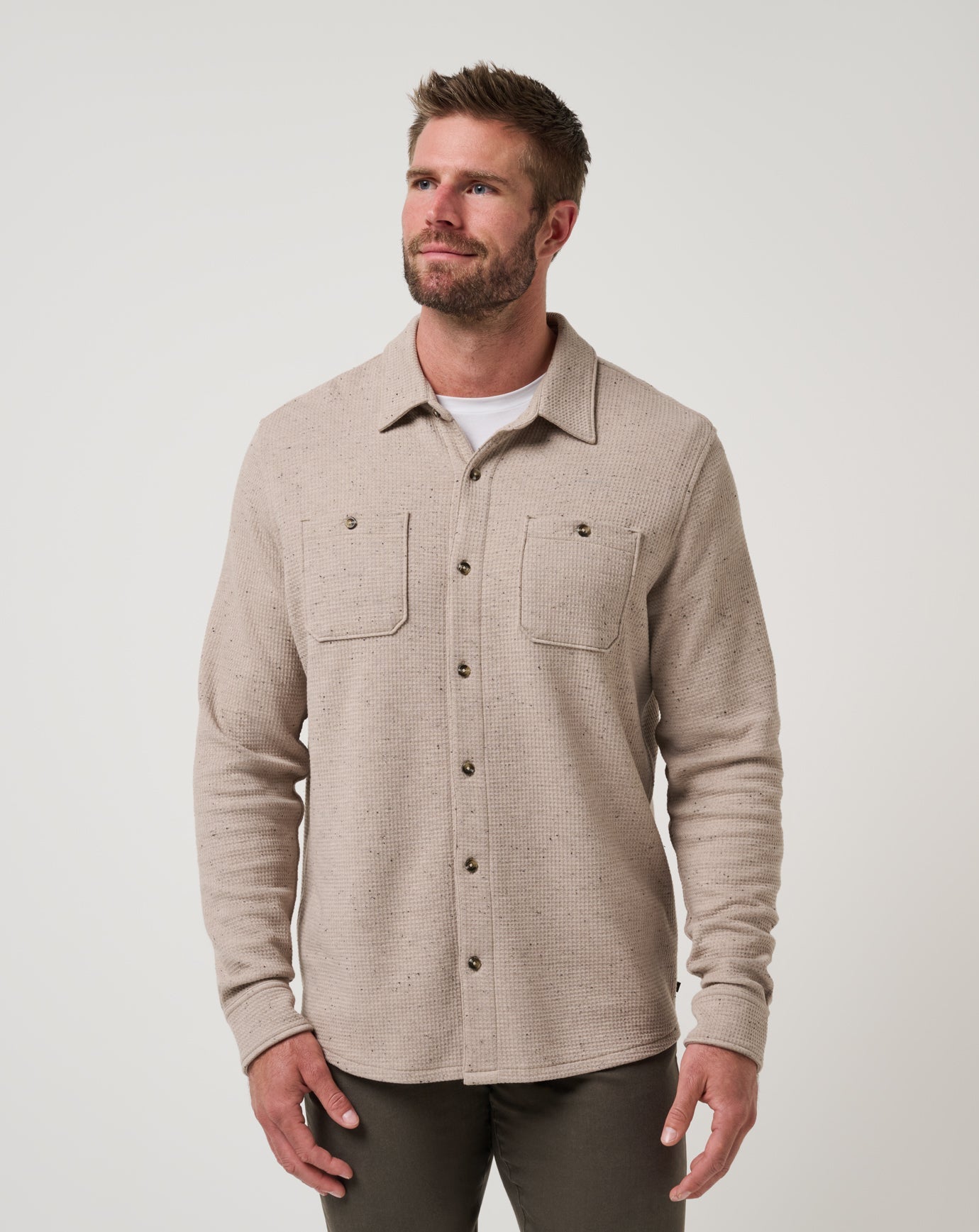 Oxford Tan Travis Mathew Cloud Waffle Shirt Jacket