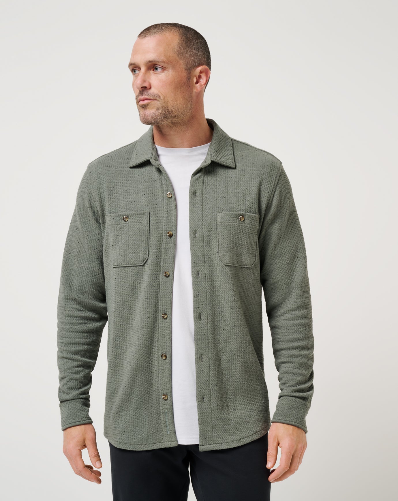 Dark Olive Travis Mathew Cloud Waffle Shirt Jacket