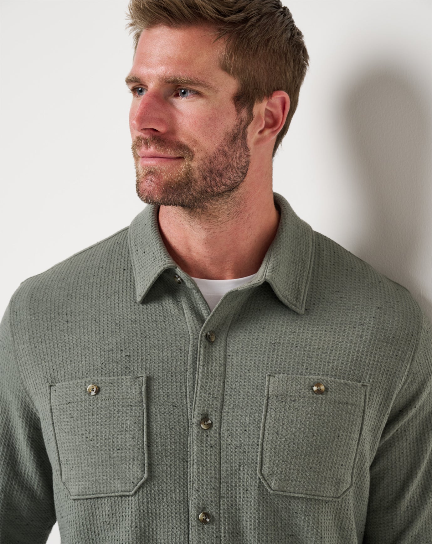 Dark Olive Travis Mathew Cloud Waffle Shirt Jacket