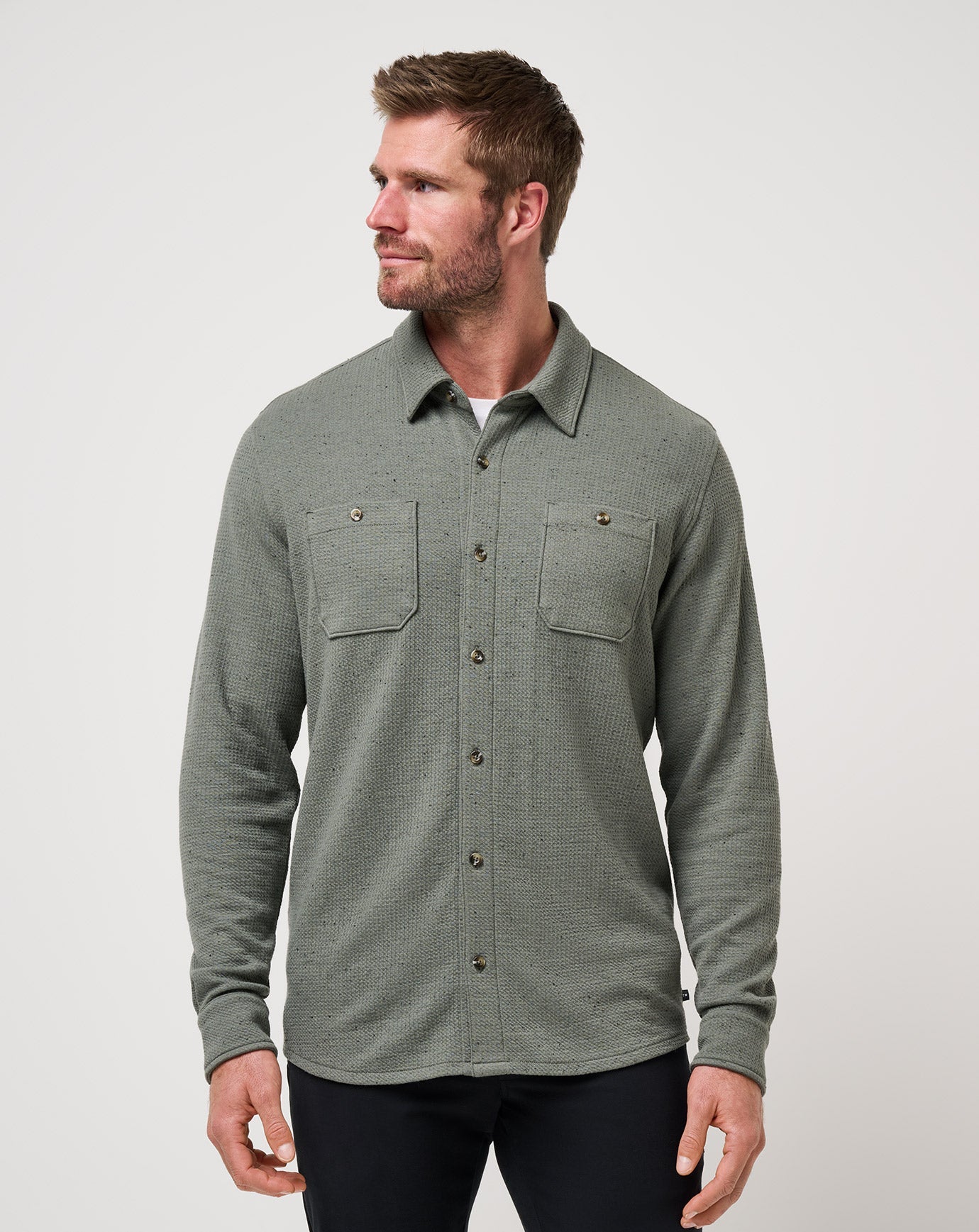 Dark Olive Travis Mathew Cloud Waffle Shirt Jacket