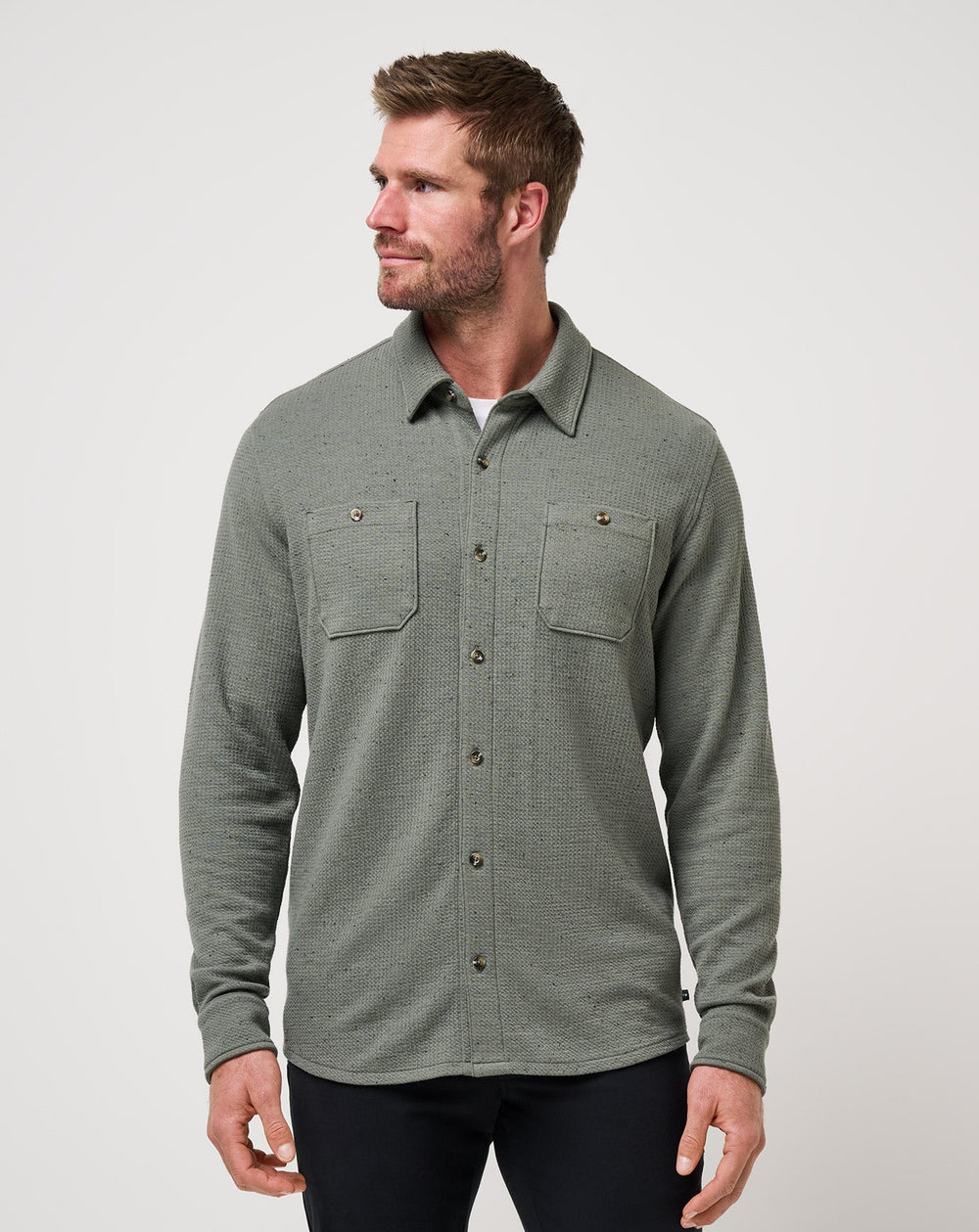 Dark Olive Travis Mathew Cloud Waffle Shirt Jacket