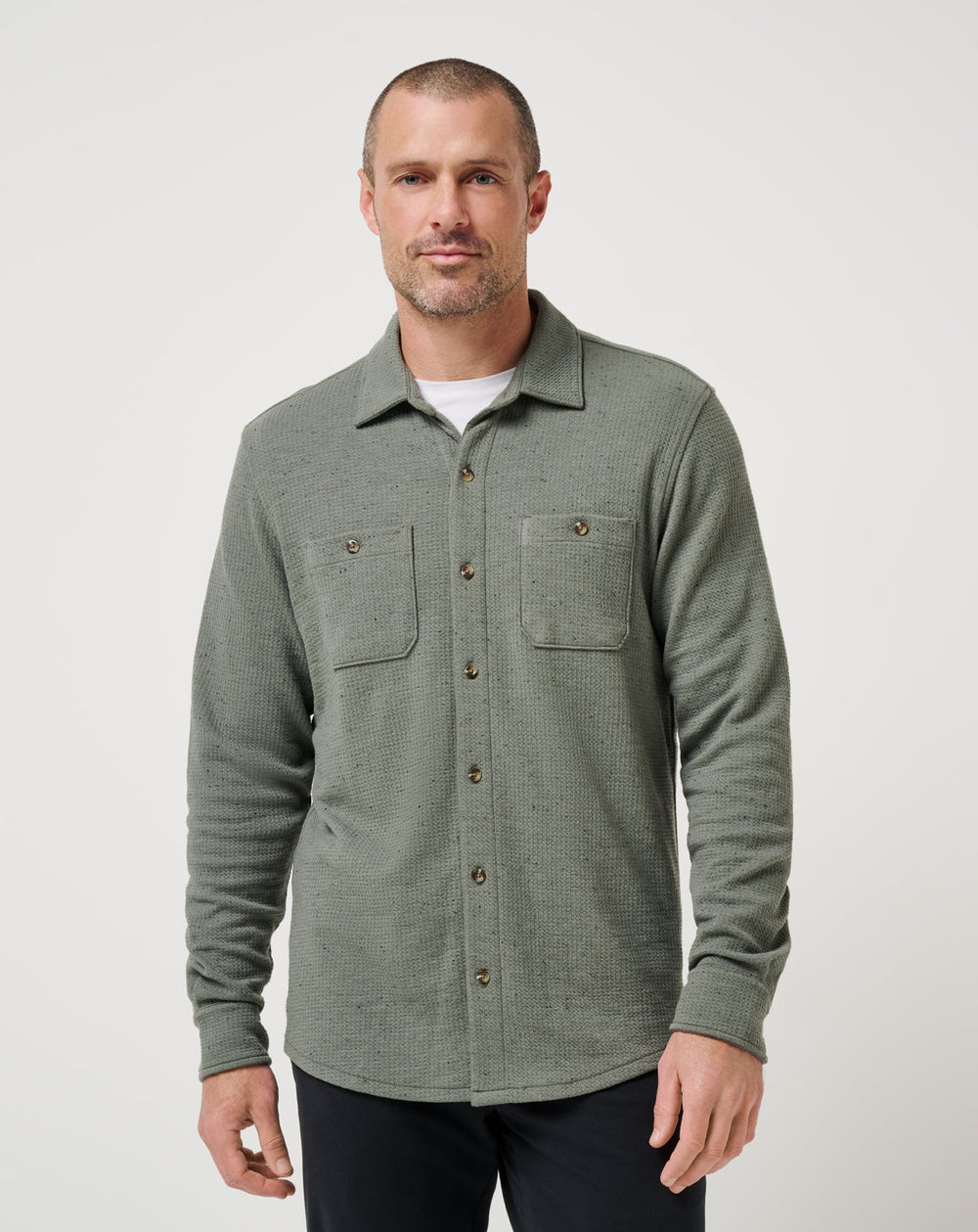 Dark Olive Travis Mathew Cloud Waffle Shirt Jacket