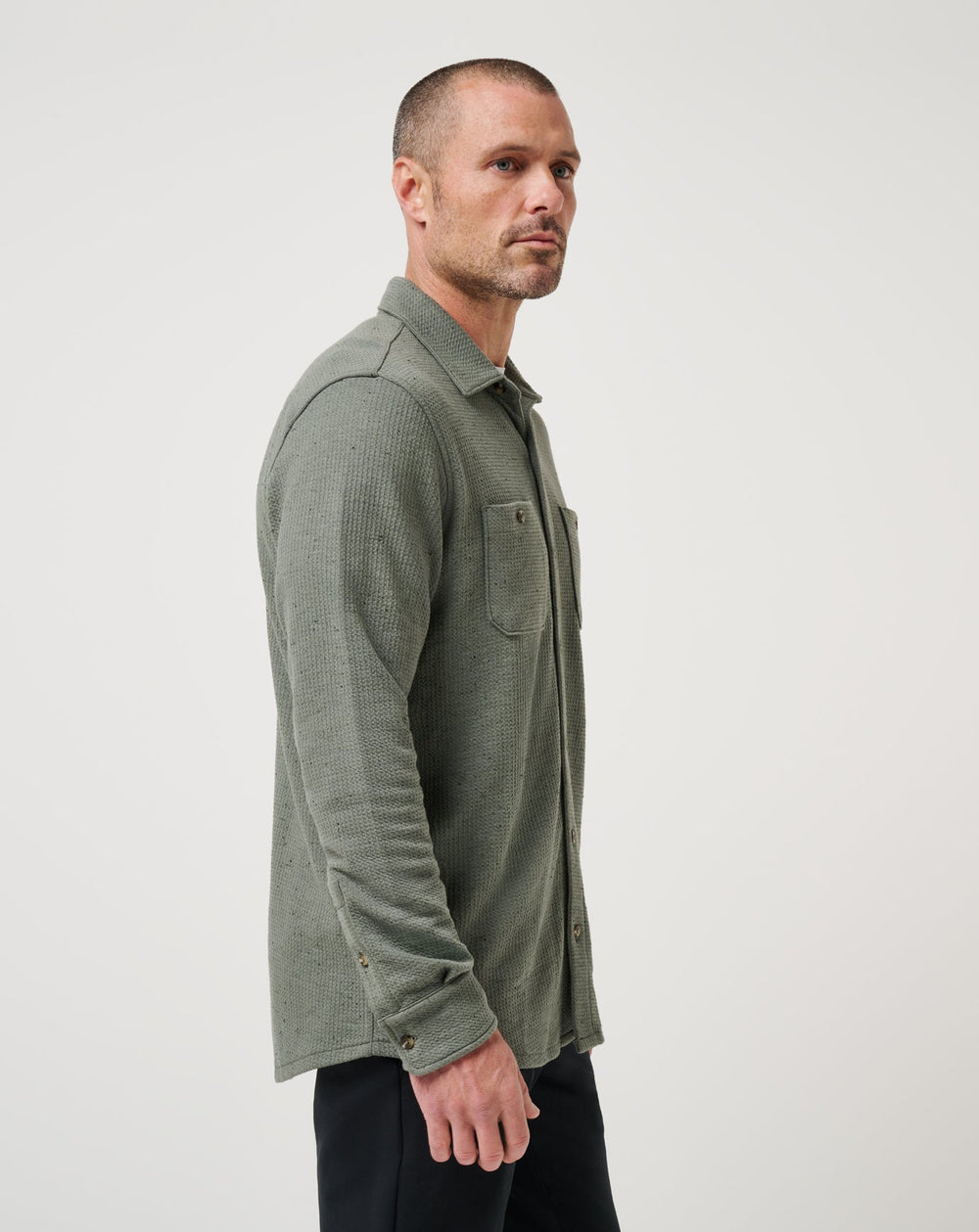 Dark Olive Travis Mathew Cloud Waffle Shirt Jacket