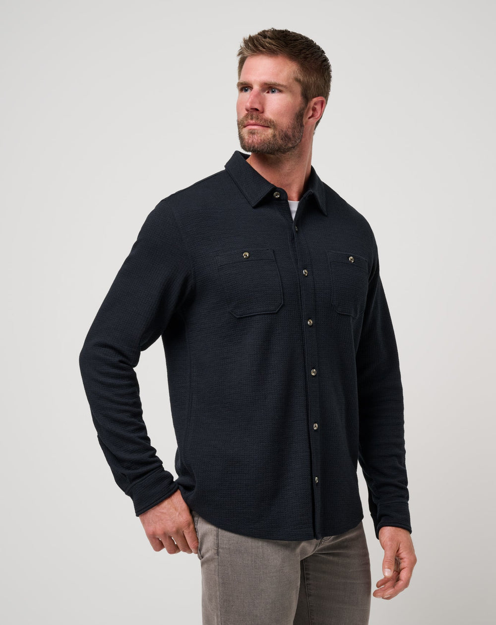 Black Travis Mathew Cloud Waffle Shirt Jacket
