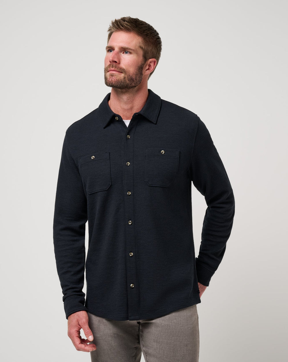 Black Travis Mathew Cloud Waffle Shirt Jacket