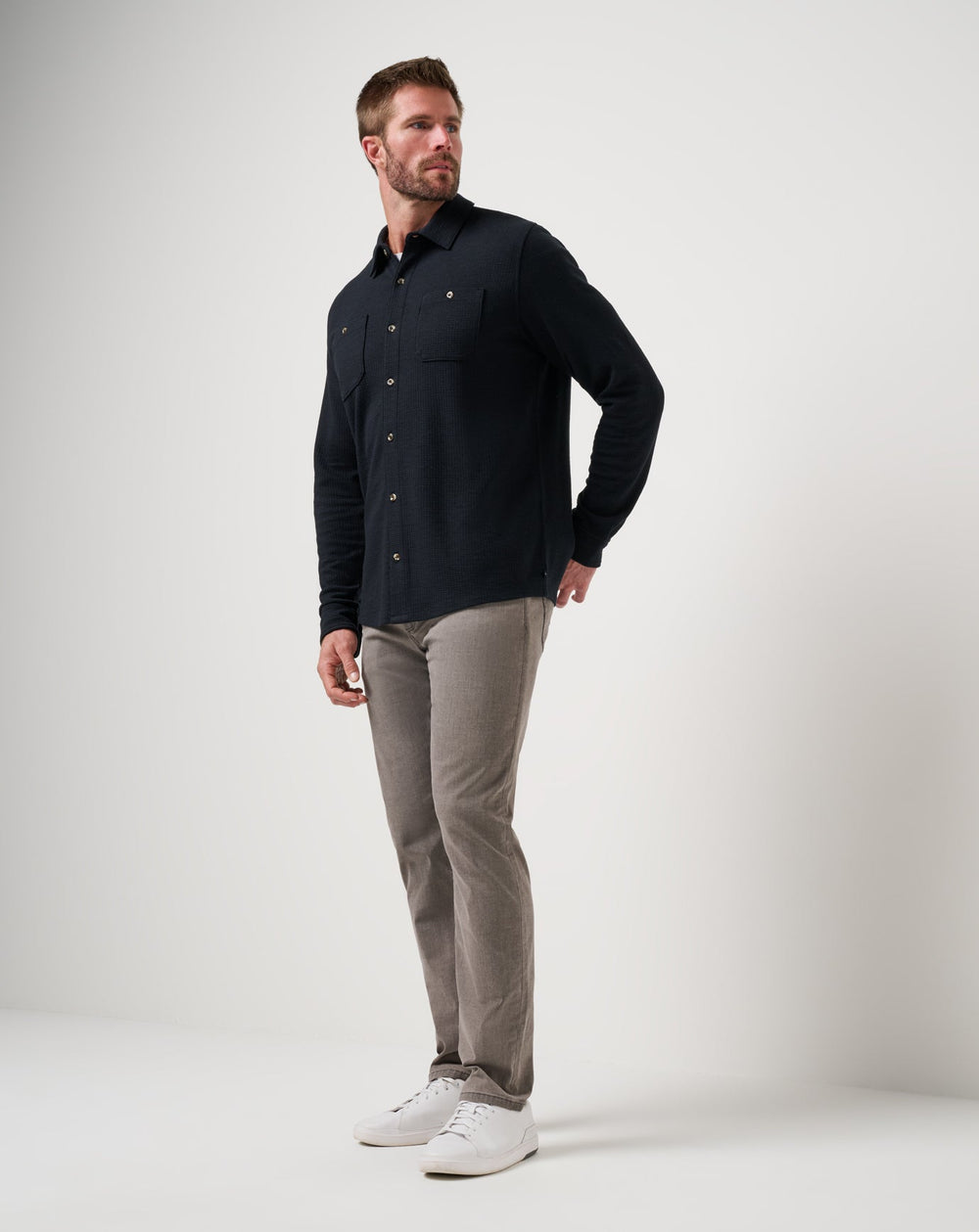 Black Travis Mathew Cloud Waffle Shirt Jacket