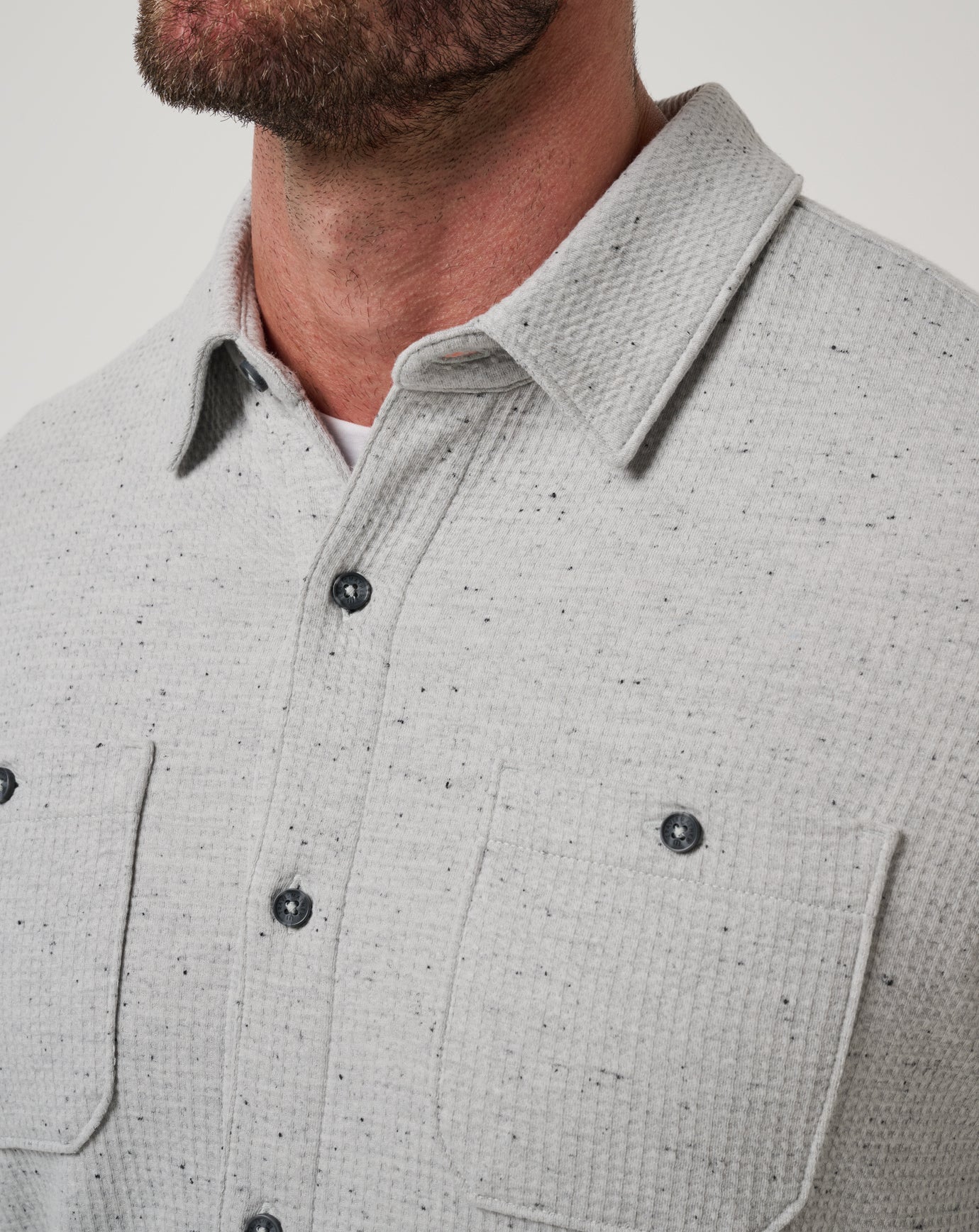 Heather Light Grey Travis Mathew Cloud Waffle Shirt Jacket