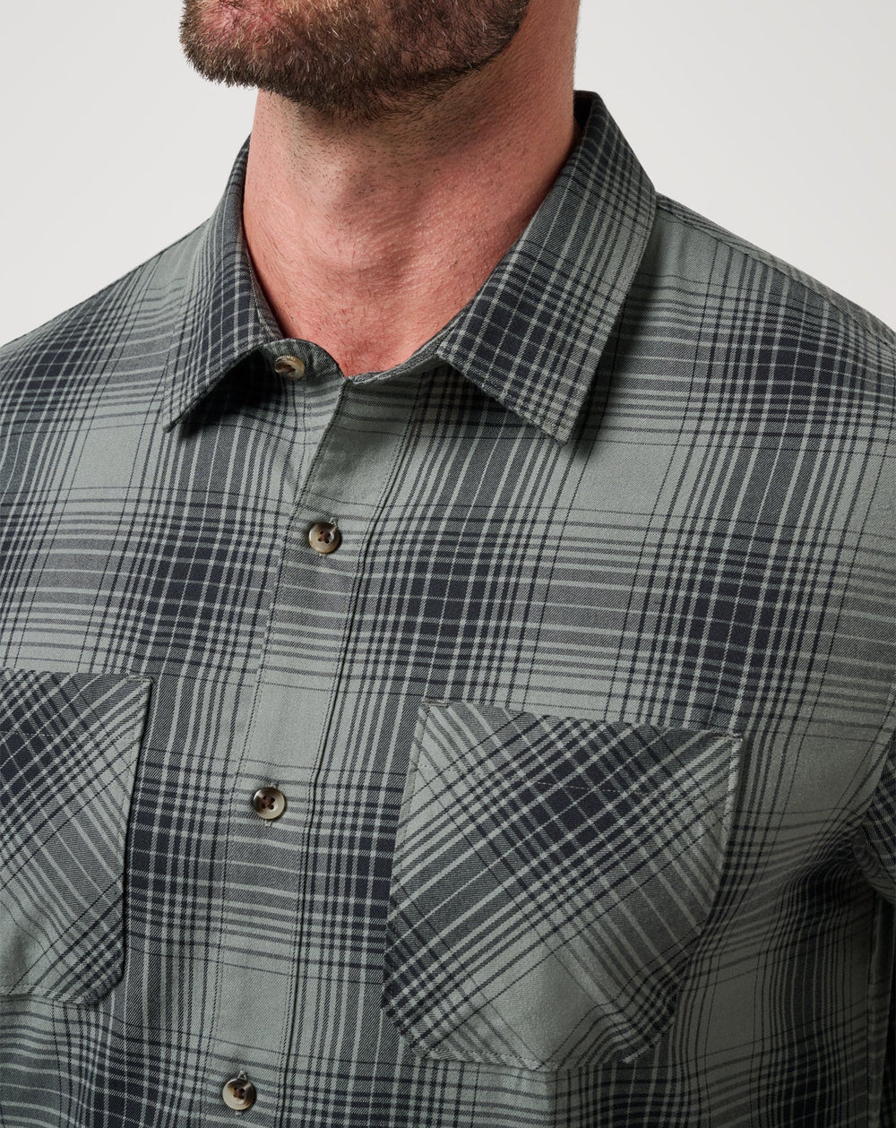 Dark Olive Travis Mathew Cloud Flannel Plaid Button-Up