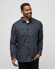 Total Eclipse/Apricot Travis Mathew Cloud Flannel Plaid Button-Up