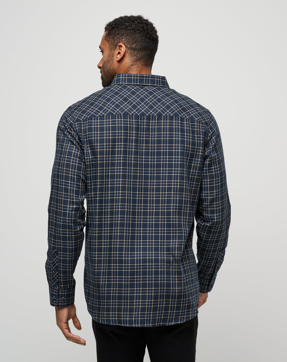 Total Eclipse/Apricot Travis Mathew Cloud Flannel Plaid Button-Up
