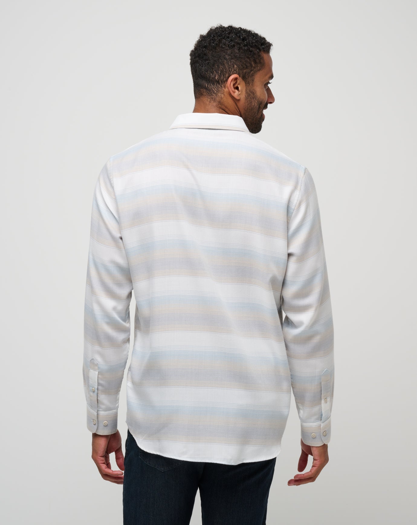 Oxford Tan Travis Mathew Cloud Flannel Stripe Button-Up