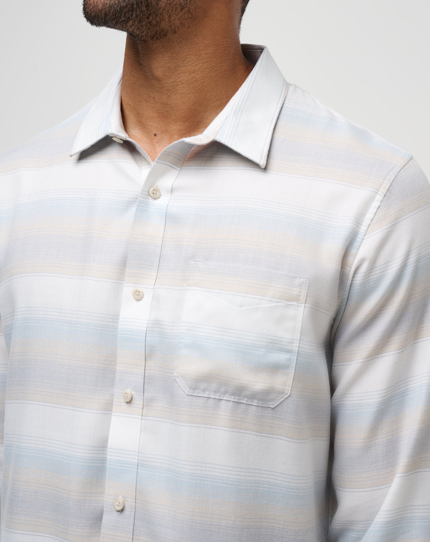 Oxford Tan Travis Mathew Cloud Flannel Stripe Button-Up